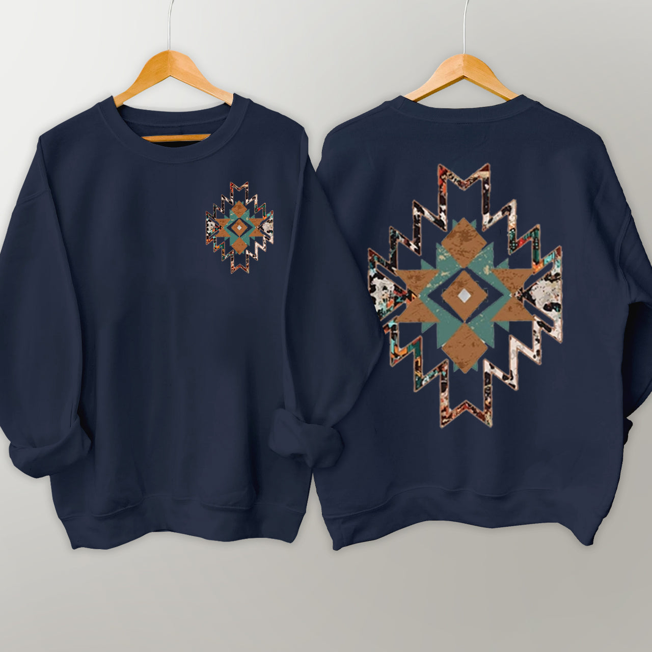 Cowboy Aztec Double Sided Printing Sweatshirt