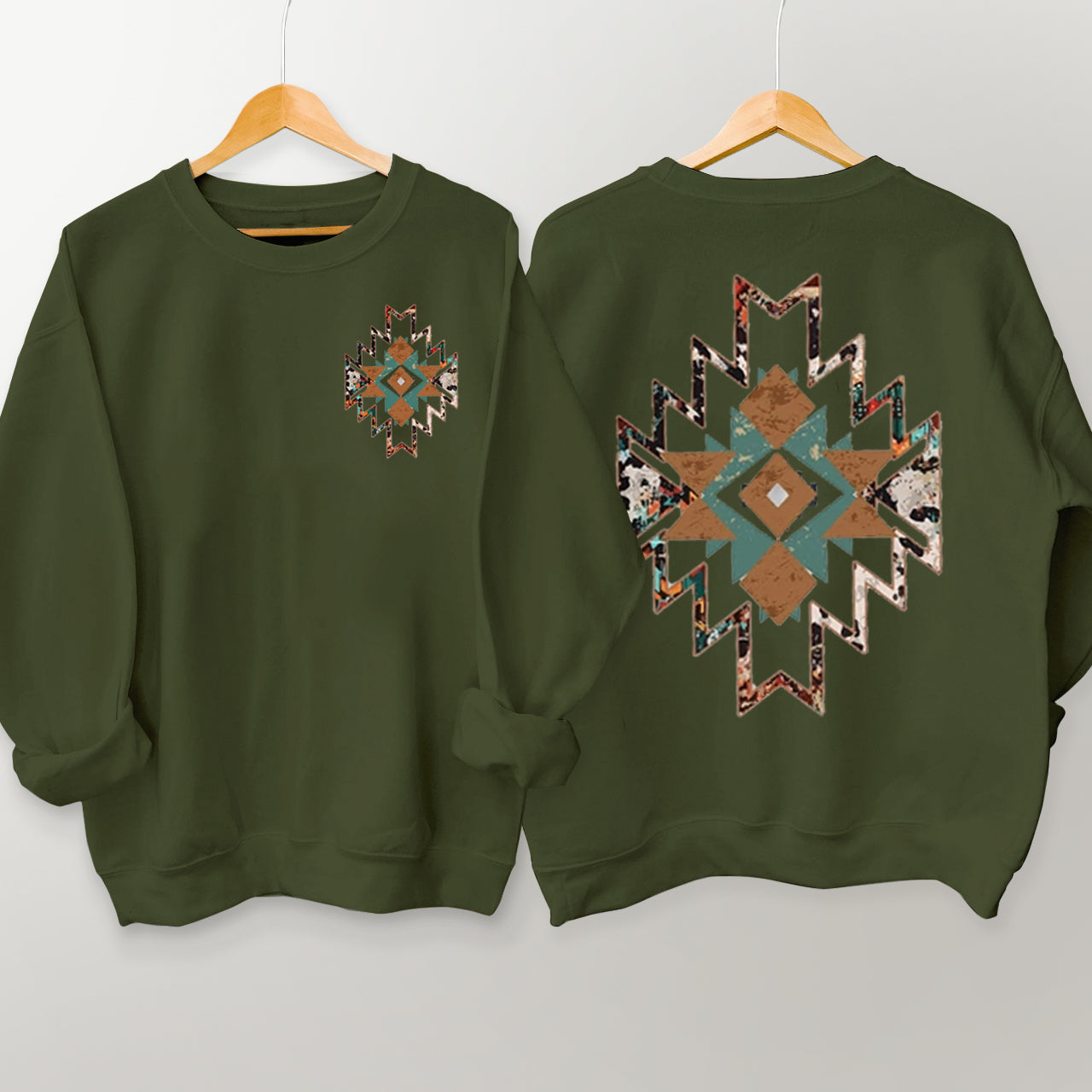 Cowboy Aztec Double Sided Printing Sweatshirt