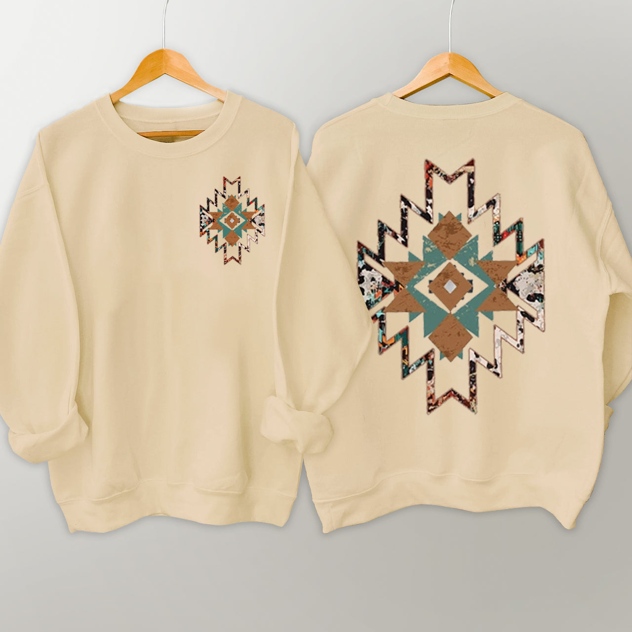 Cowboy Aztec Double Sided Printing Sweatshirt