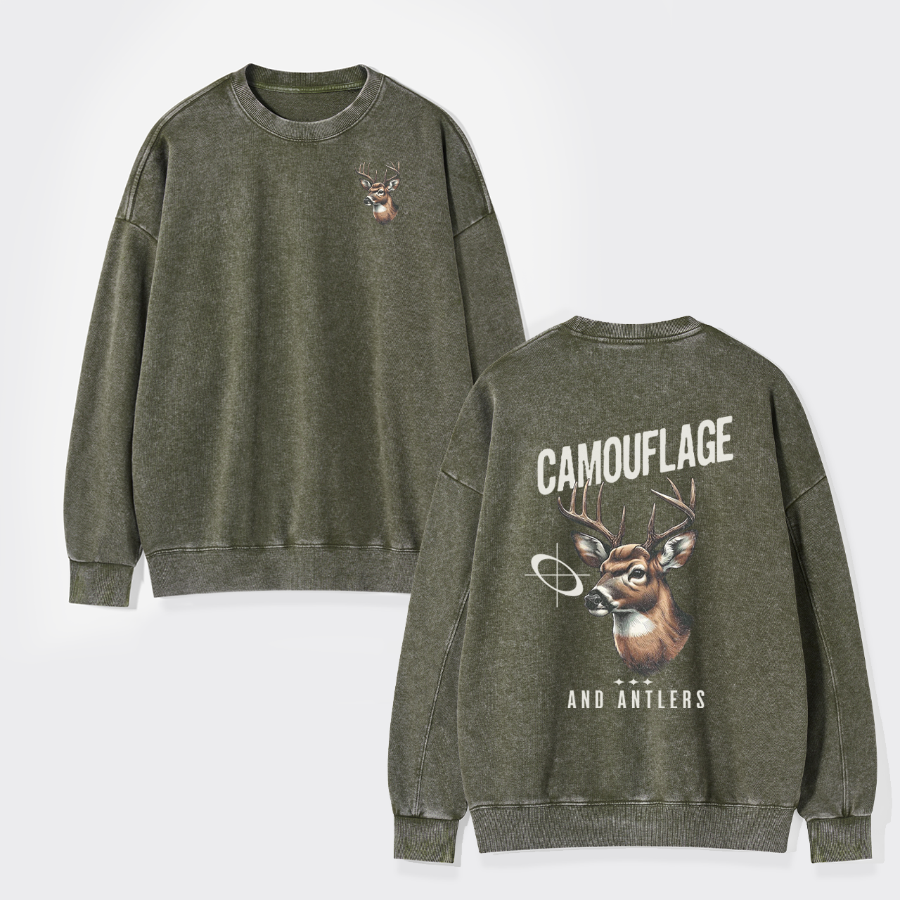 Camouflage Deer Hunting Washed Sweatshirts