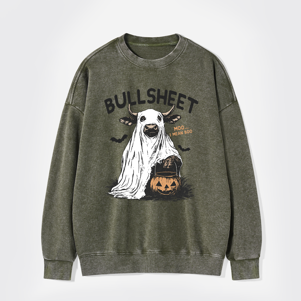 Funny Halloween Bullsheet Washed Sweatshirts
