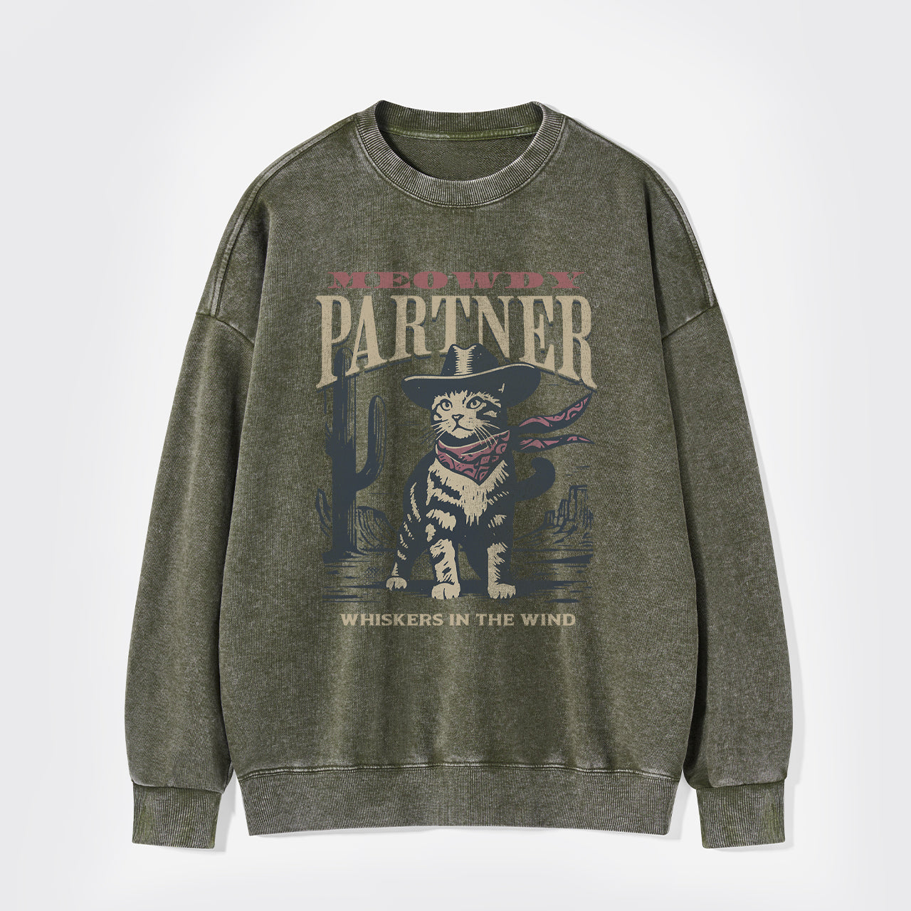 Meowdy Partner Cowboy Cat Washed Sweatshirts