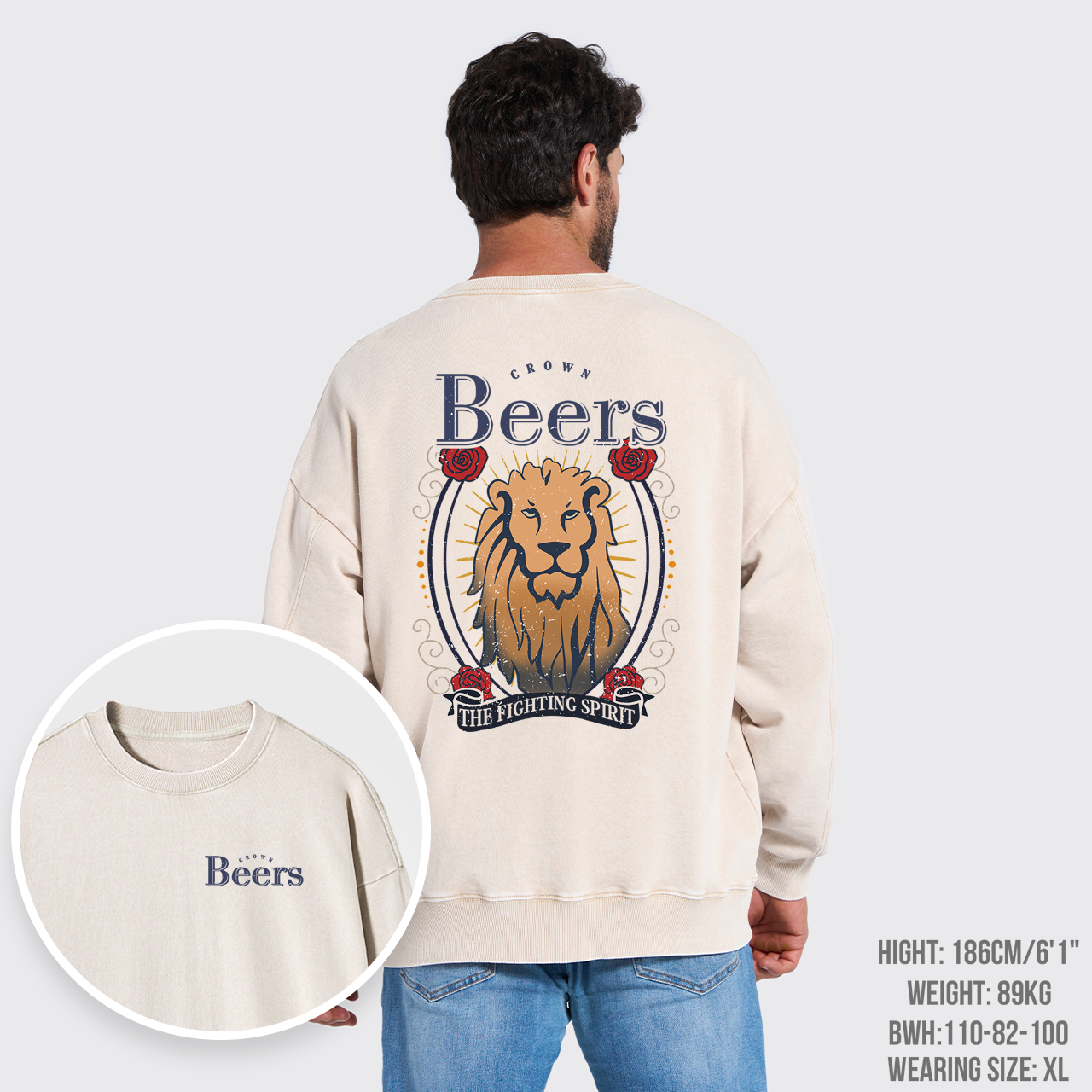 The Fighting Spirit Lion Washed Sweatshirts