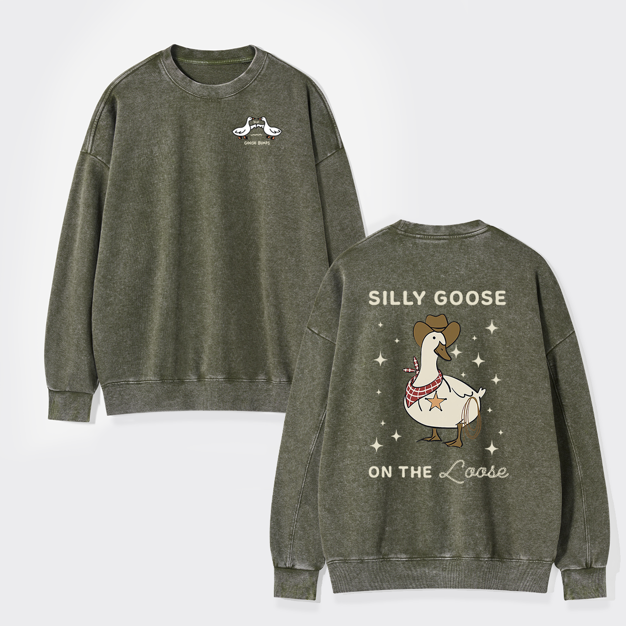 Retro Silly Goose On The Loose Washed Sweatshirts