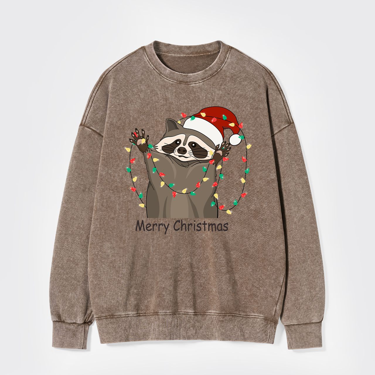 Christmas Racoon Washed Sweatshirts