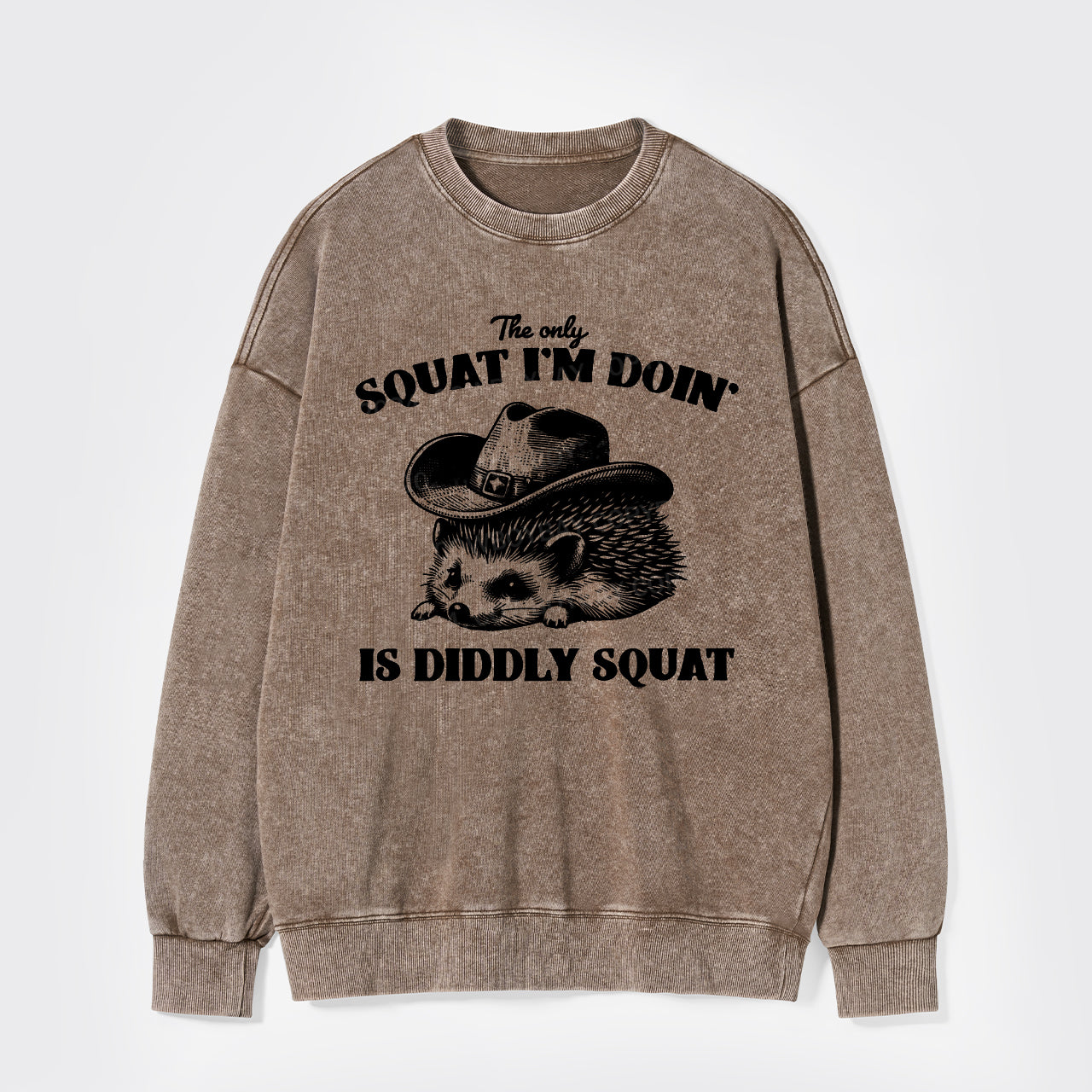 The Only Squat I'm Doing Is Diddly Squat Washed Sweatshirts