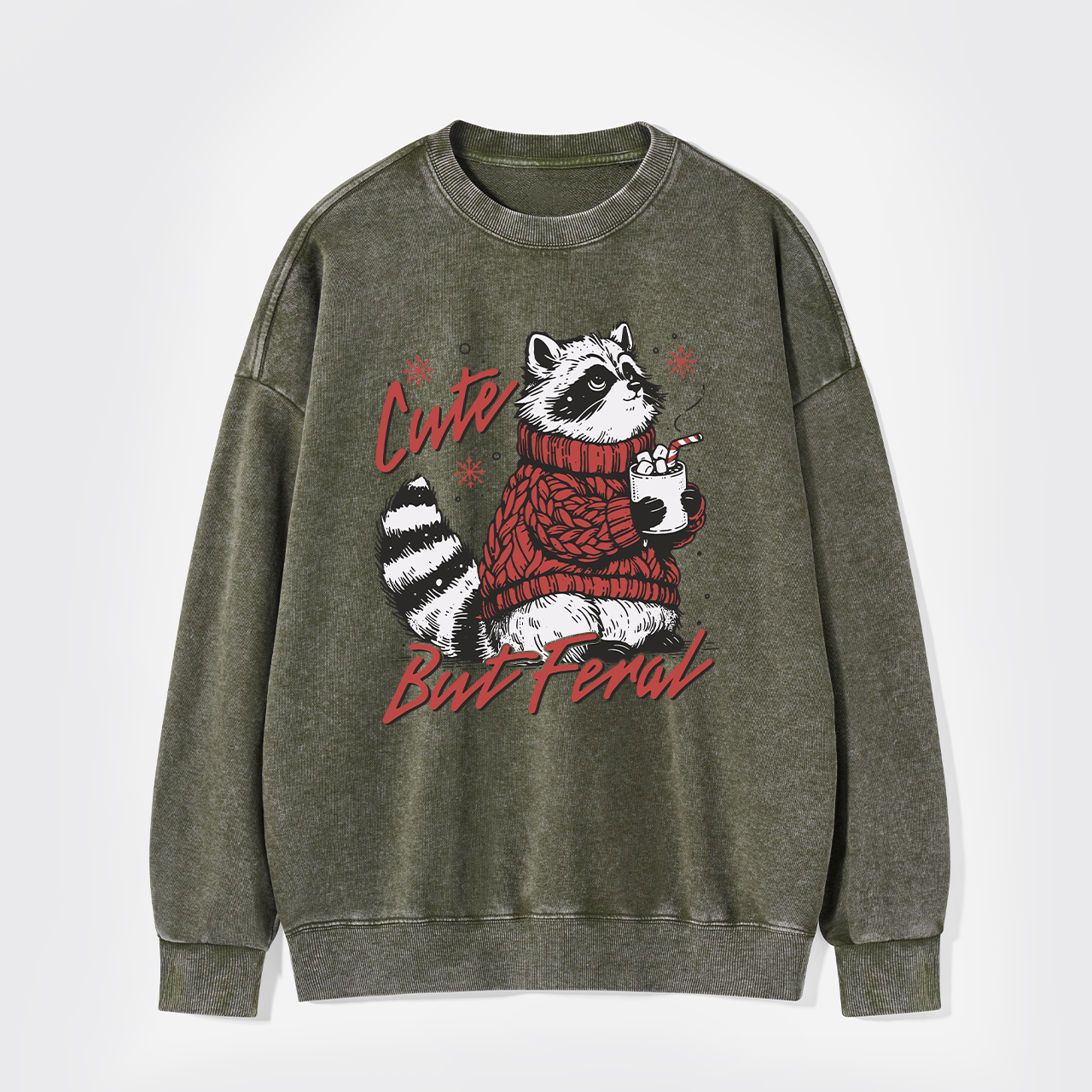 Funny Christmas Raccoon Washed Sweatshirts
