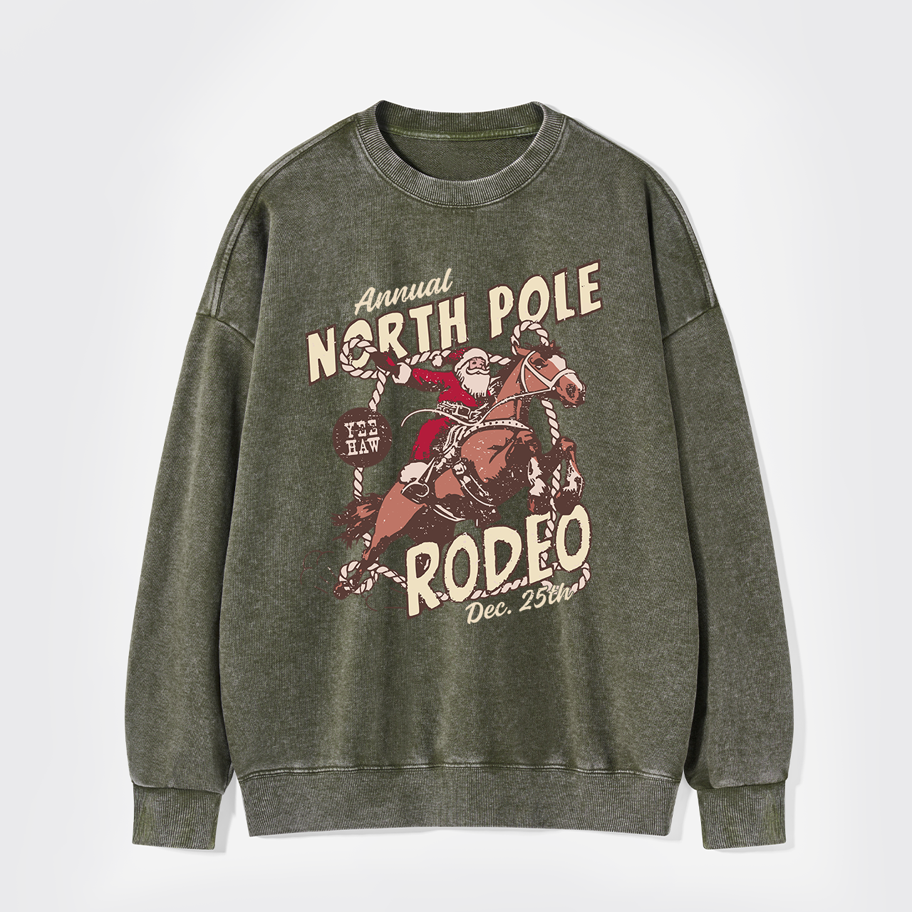 North Pole Rodeo Crewneck Washed Sweatshirts