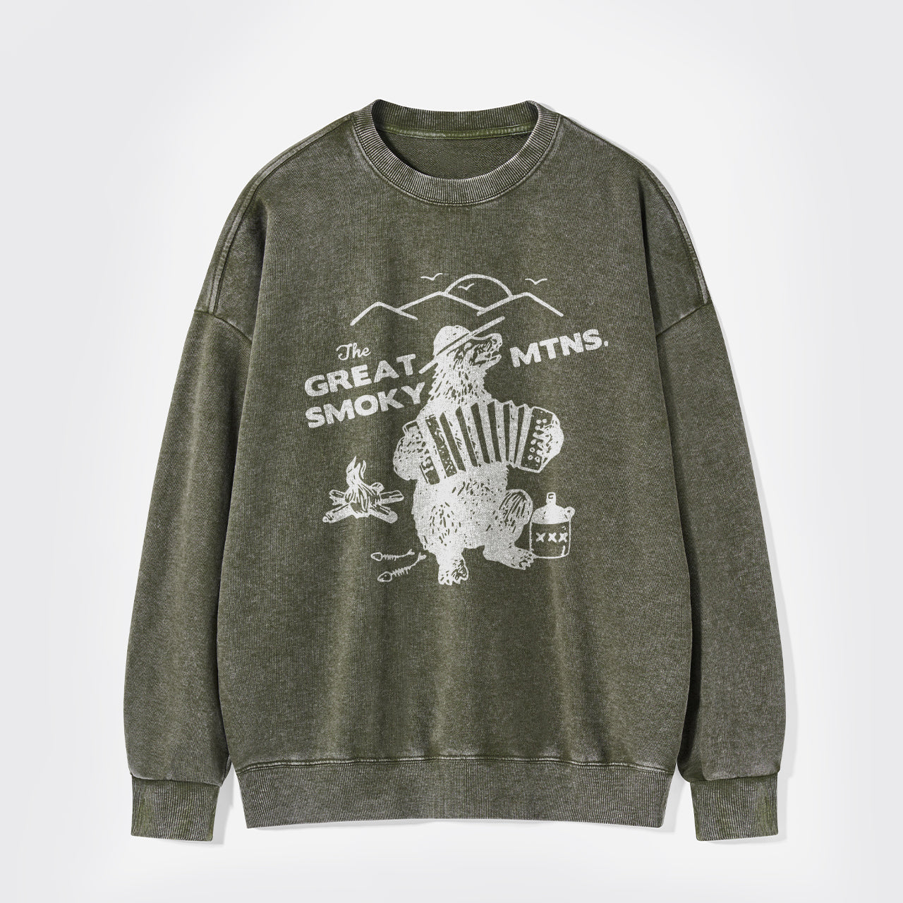 Smoky Bluegrass Grizzly Bear Washed Sweatshirts