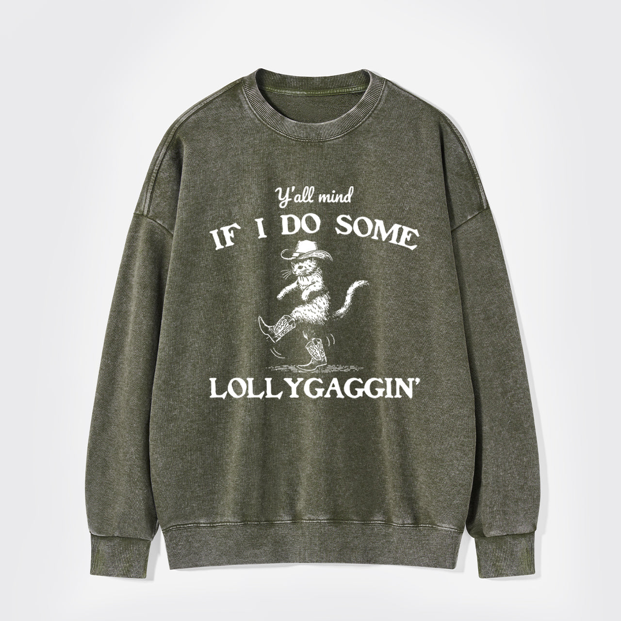 Sneaky Cowboy Cat Washed Sweatshirts
