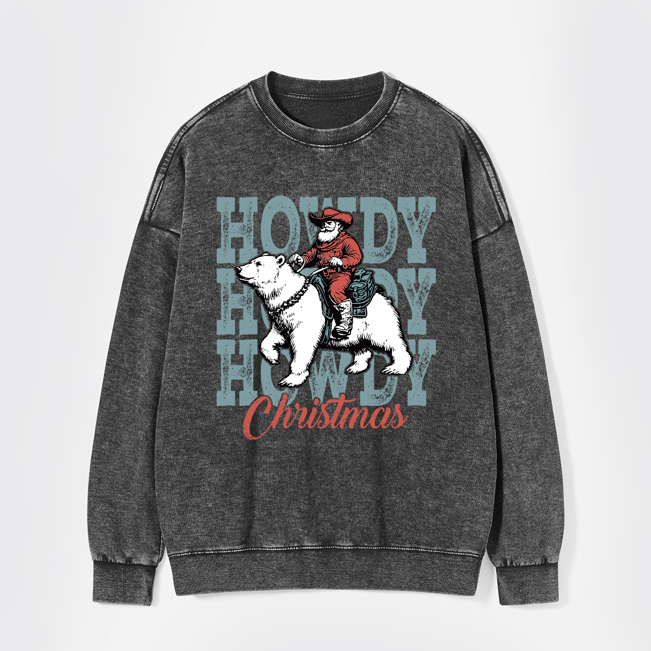 Santa Claus And Polar Bear Washed Sweatshirts