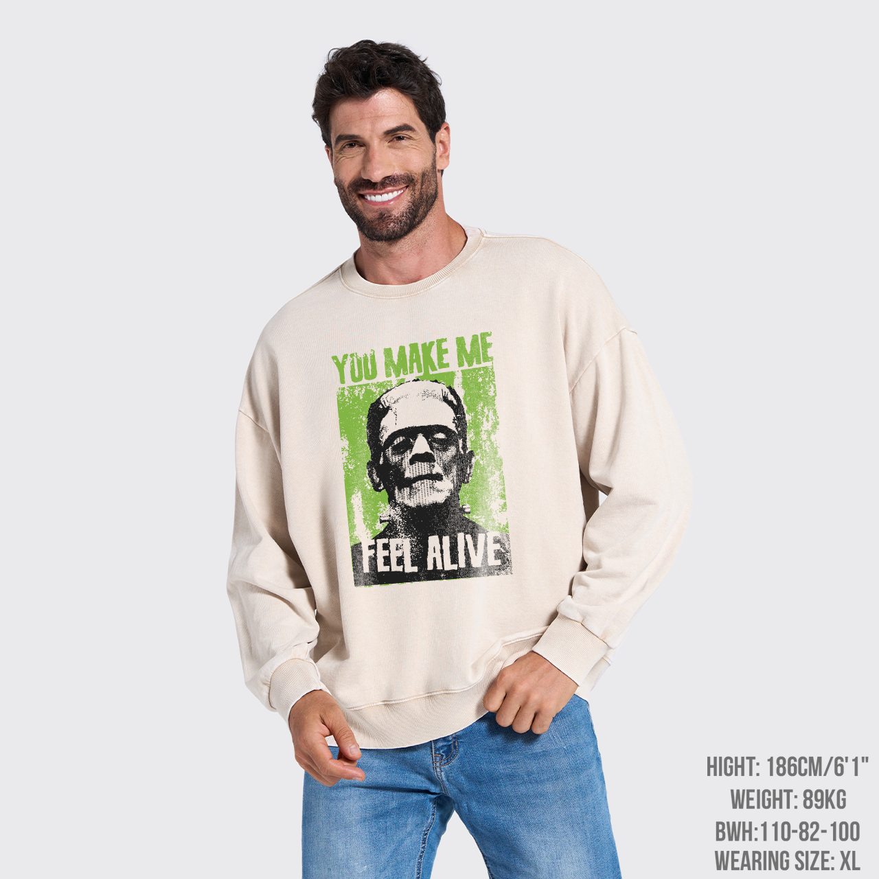 You Make Me Feel Alive Frankenstein Washed Sweatshirts