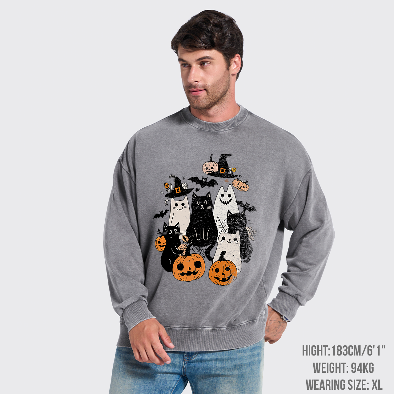 Halloween Cute Ghost Boo Washed Sweatshirts