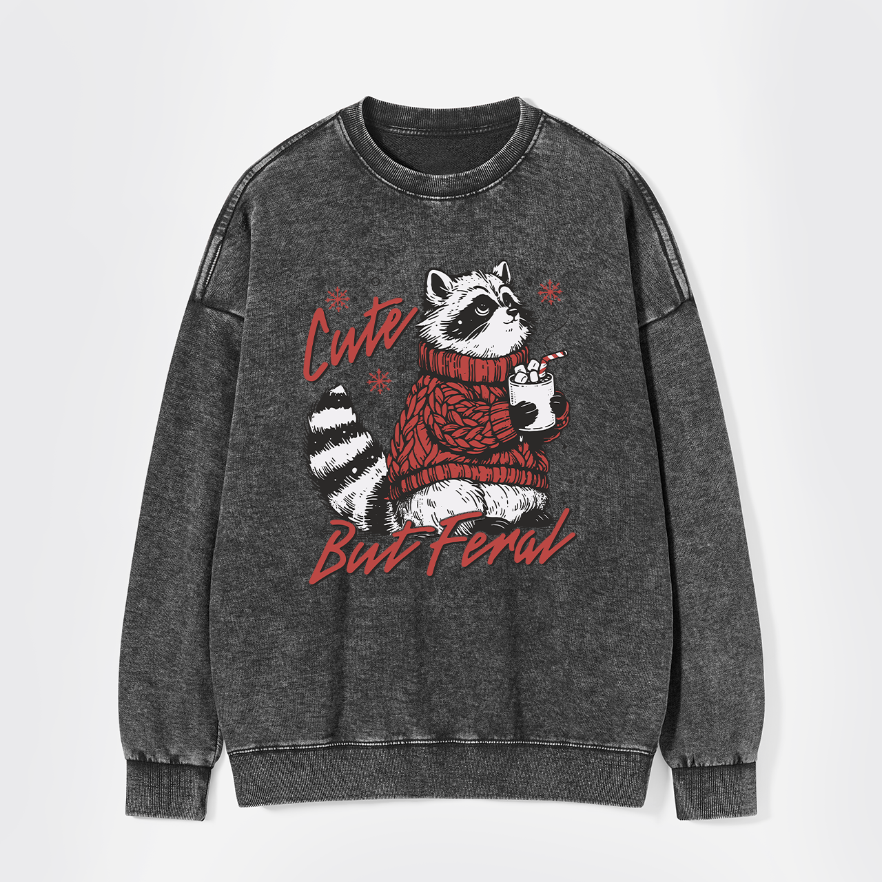 Funny Christmas Raccoon Washed Sweatshirts