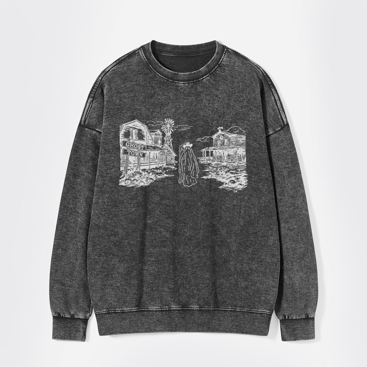 Western Halloween Ghost Town Washed Sweatshirts