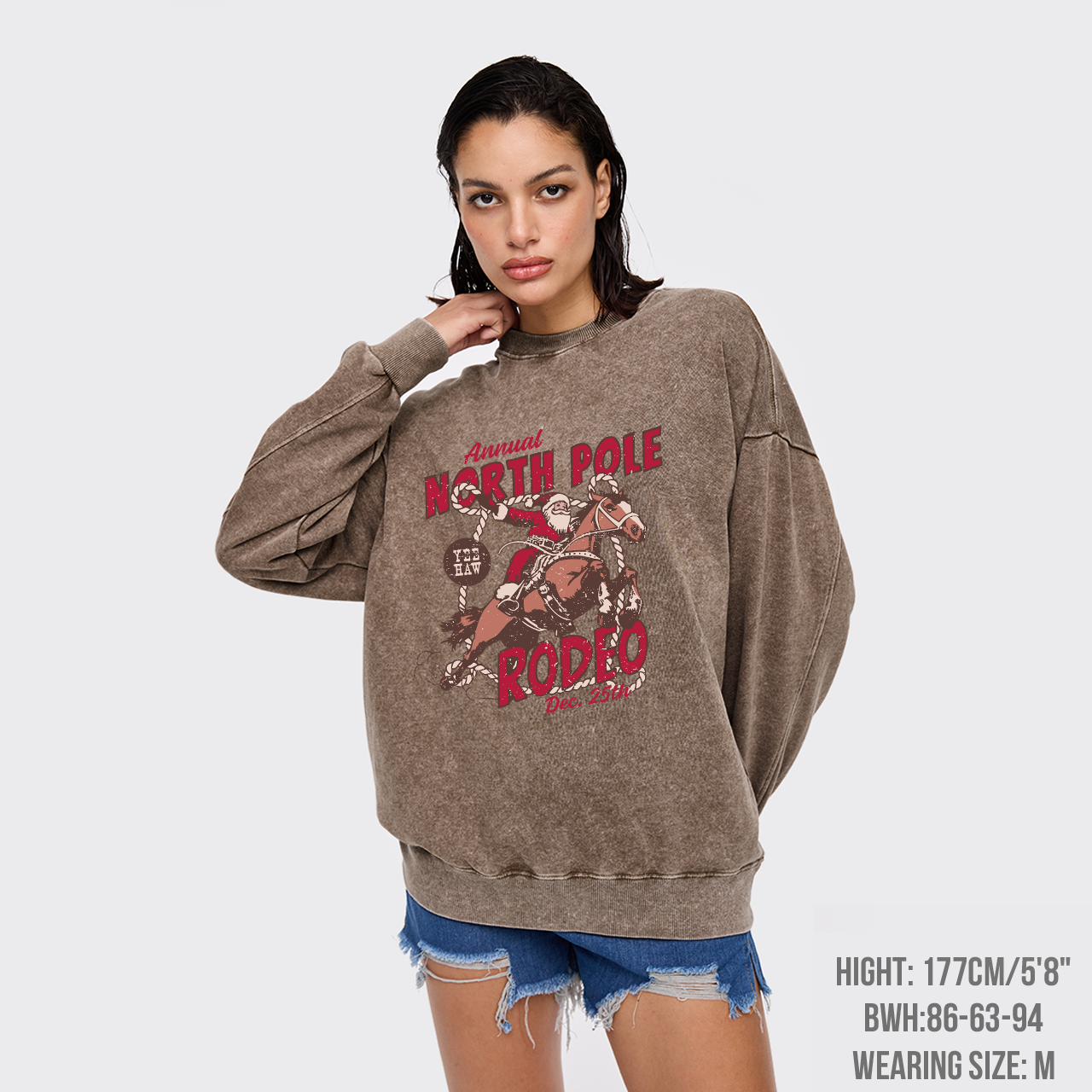 North Pole Rodeo Crewneck Washed Sweatshirts