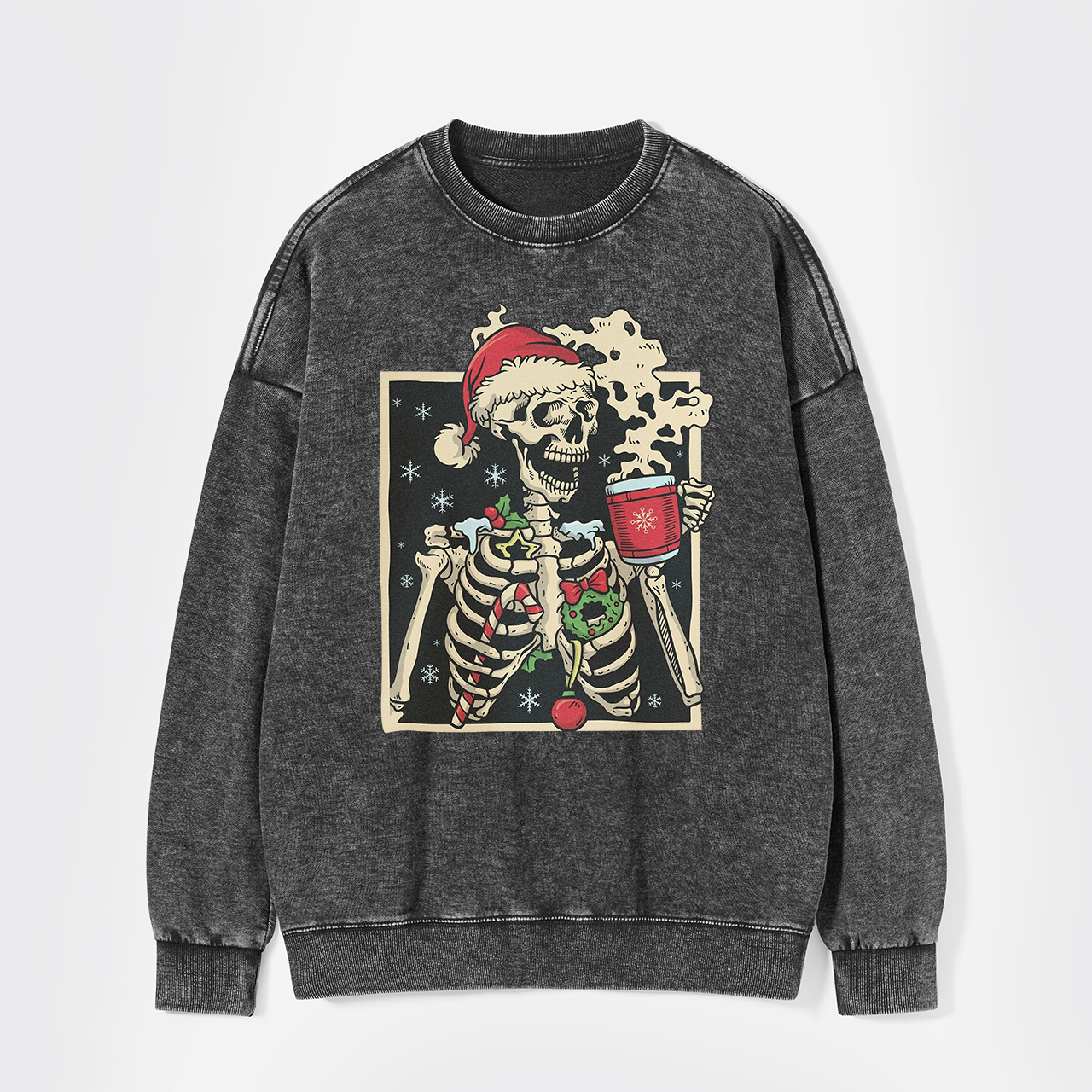 Dead Inside Skeleton Christmas Washed Sweatshirts