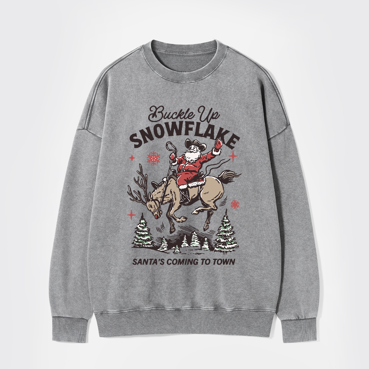 Retro Christmas Cowboy Santa Washed Sweatshirts