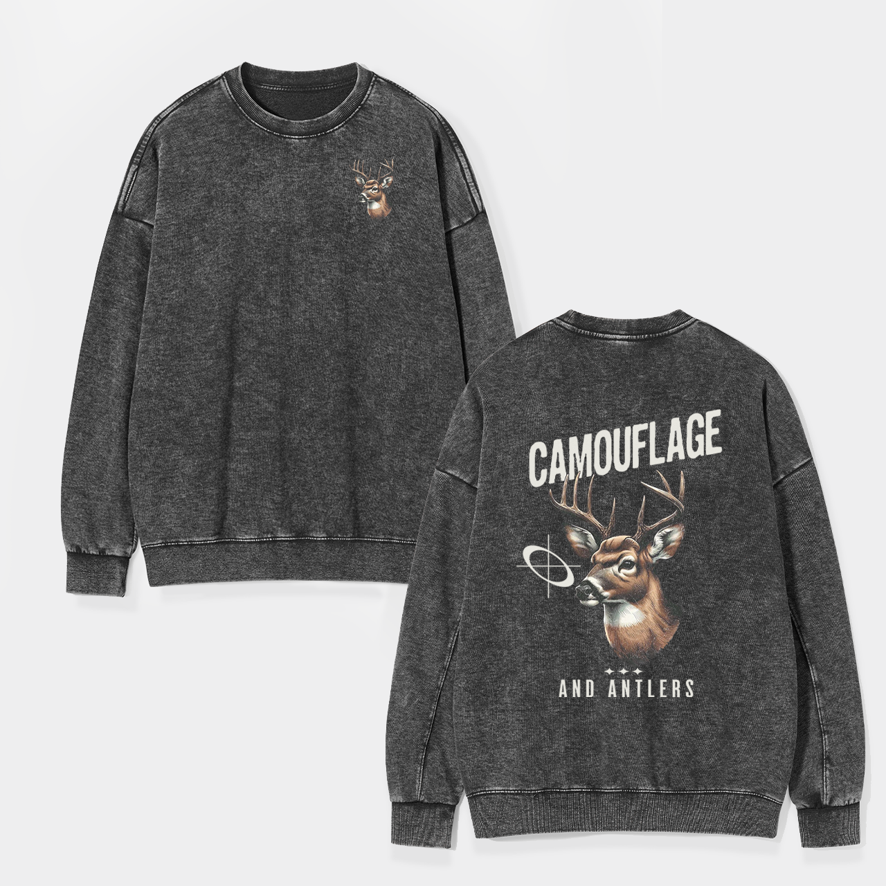 Camouflage Deer Hunting Washed Sweatshirts
