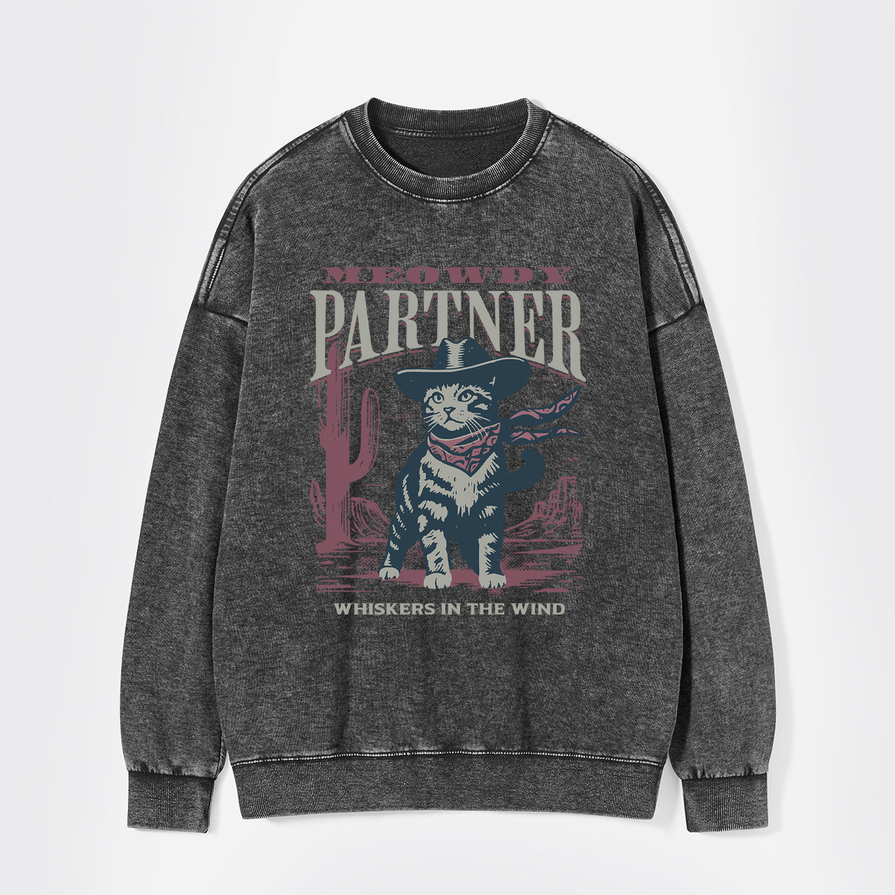 Meowdy Partner Cowboy Cat Washed Sweatshirts