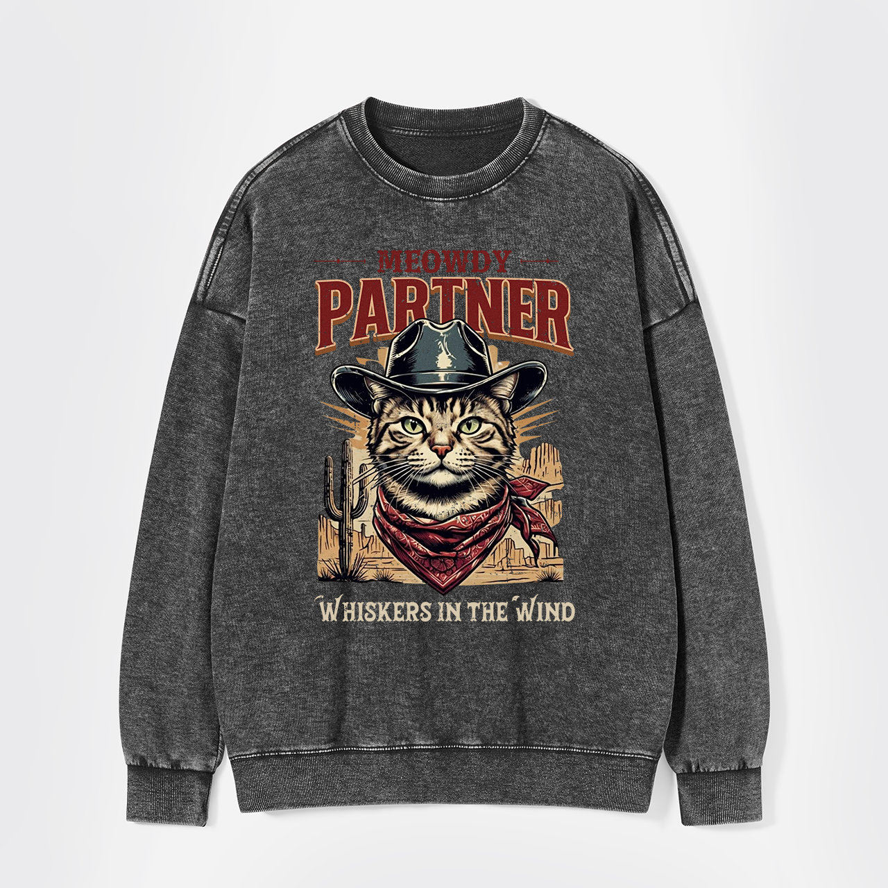 Meowdy Partner Cowboy Cat Washed Sweatshirts