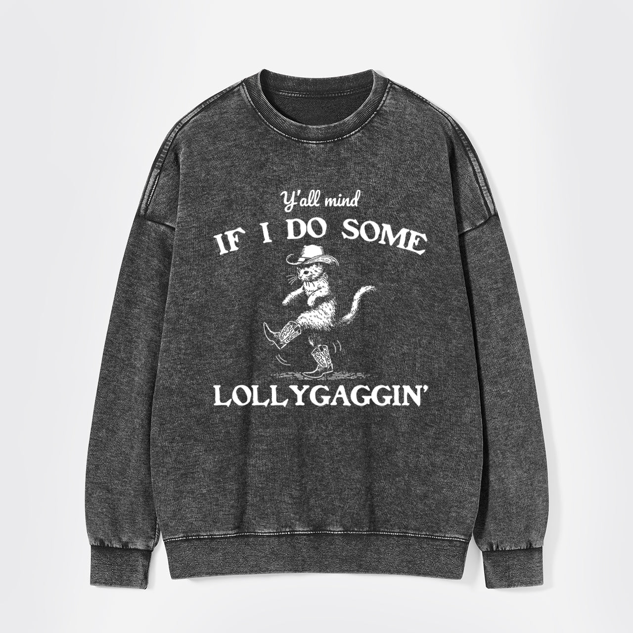 Sneaky Cowboy Cat Washed Sweatshirts