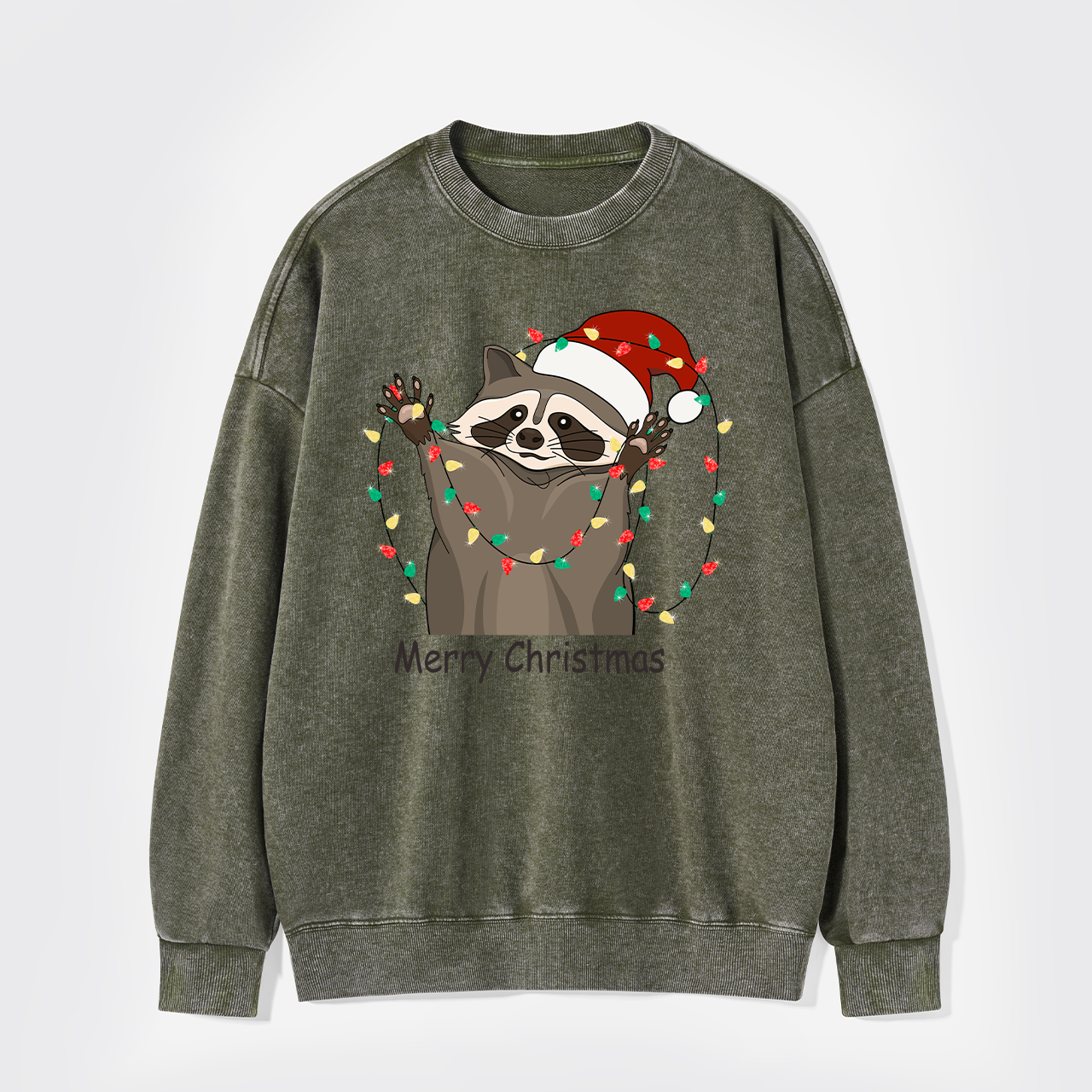 Christmas Racoon Washed Sweatshirts