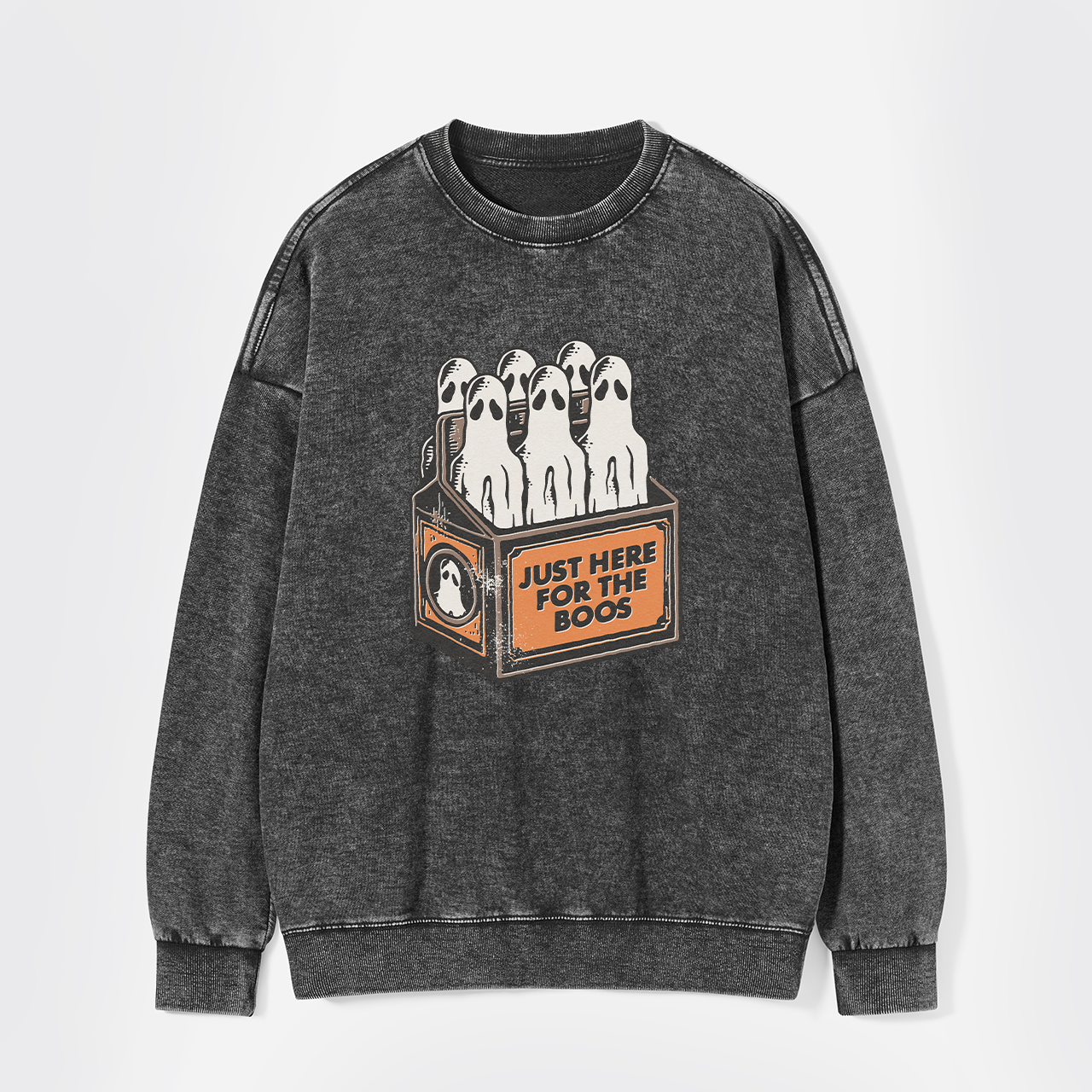Here For The Boos 6 Pack Booze Ghost Beer Bottles Washed Sweatshirts