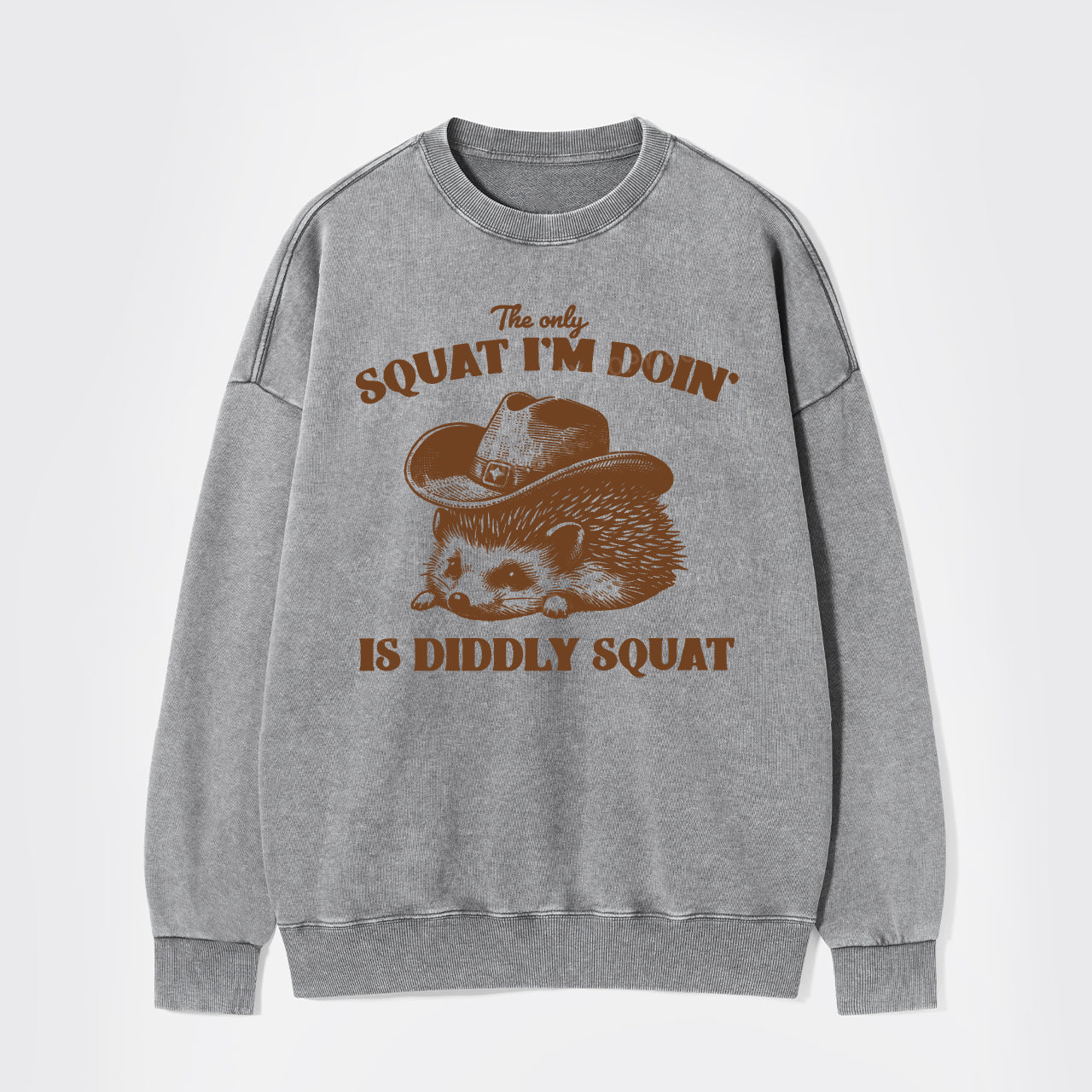 The Only Squat I'm Doing Is Diddly Squat Washed Sweatshirts