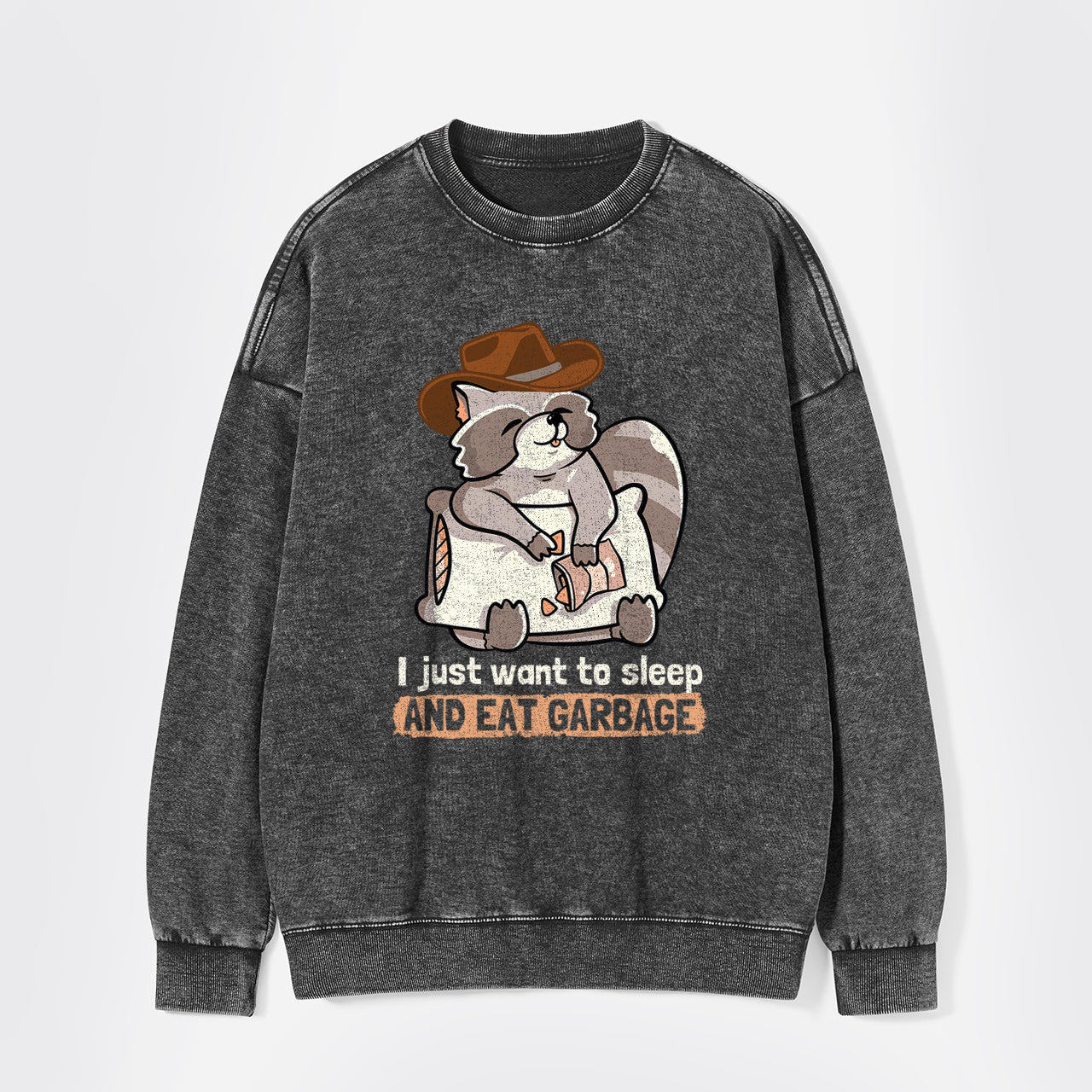 Sleep And Eat Garbage Washed Sweatshirts