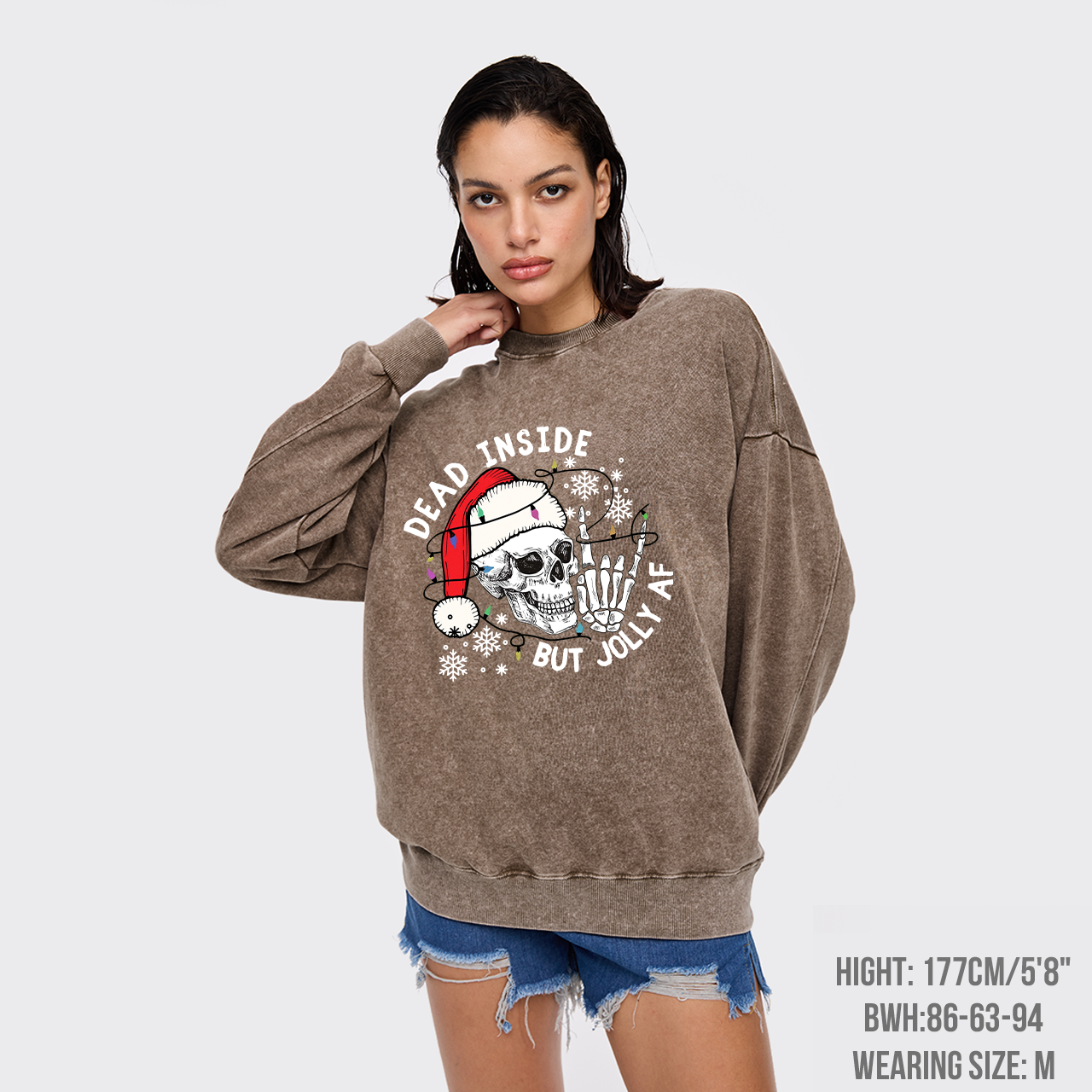 Dead Inside But Jolly AF Washed Sweatshirts