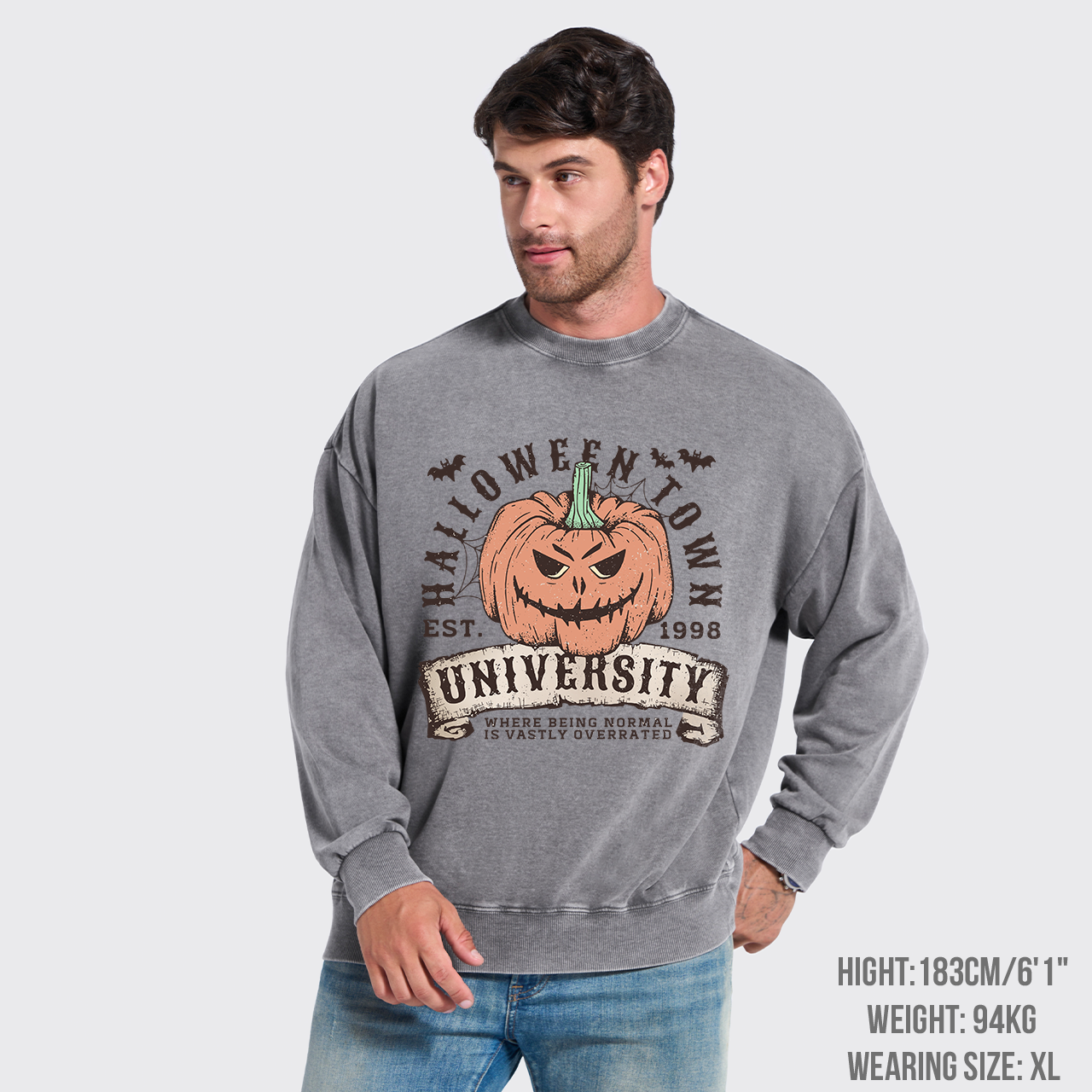 Halloween Town Fall Pumpkin Washed Sweatshirts