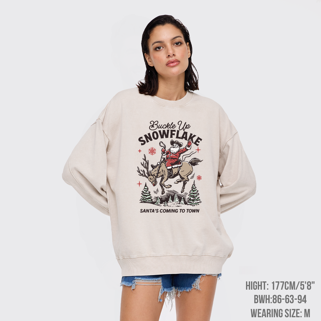 Retro Christmas Cowboy Santa Washed Sweatshirts