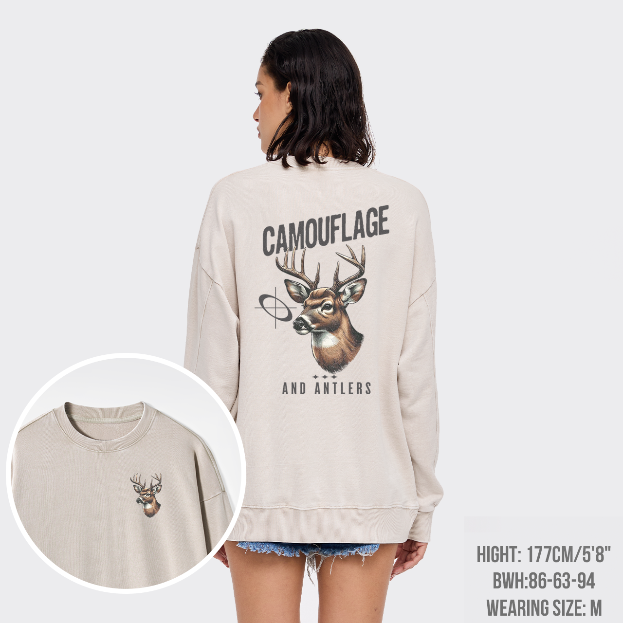 Camouflage Deer Hunting Washed Sweatshirts