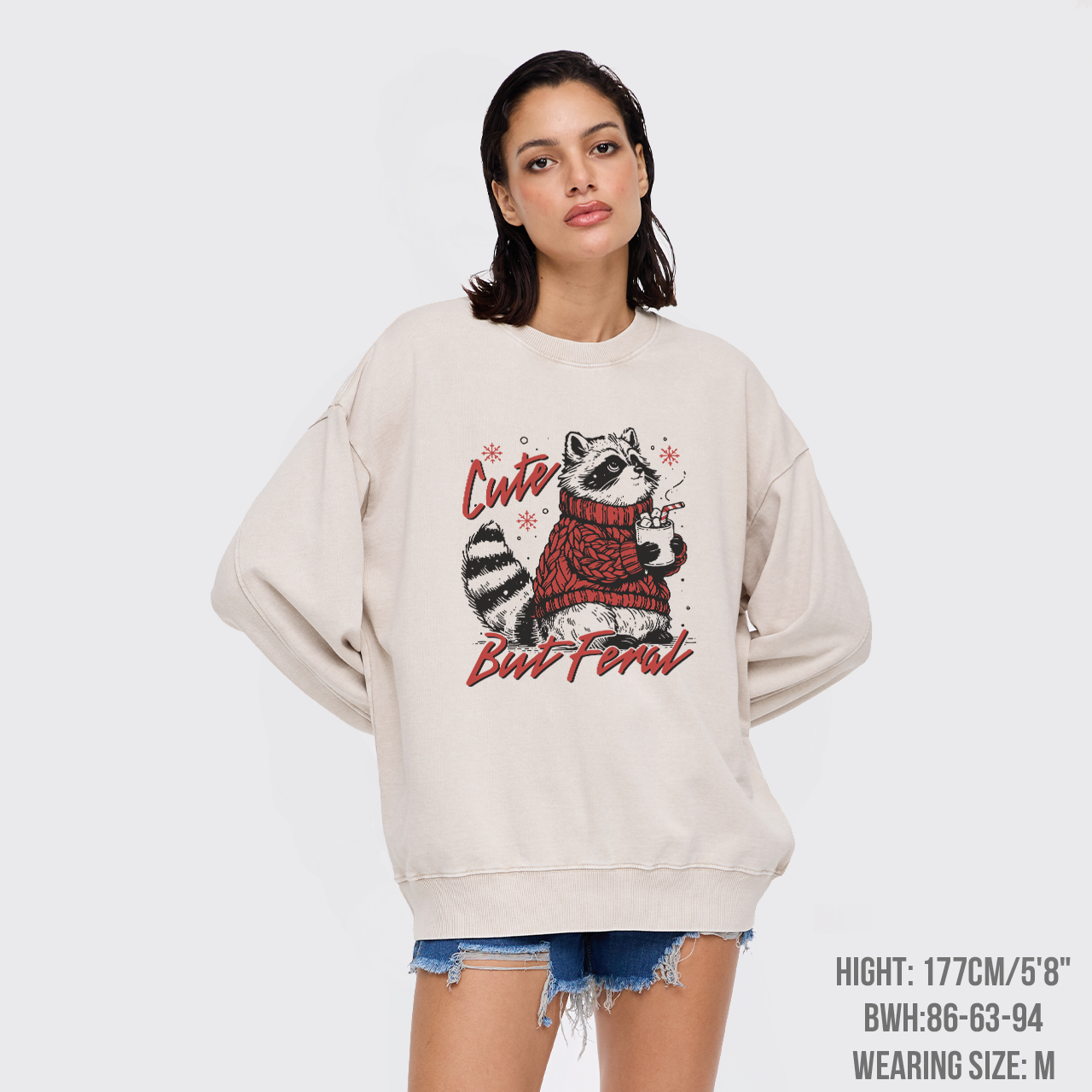 Funny Christmas Raccoon Washed Sweatshirts