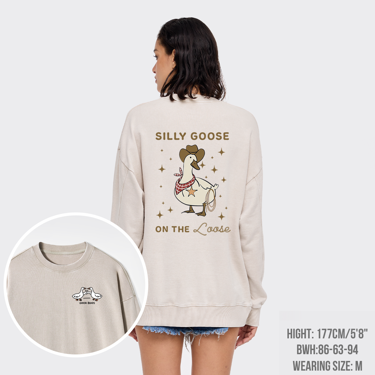 Retro Silly Goose On The Loose Washed Sweatshirts