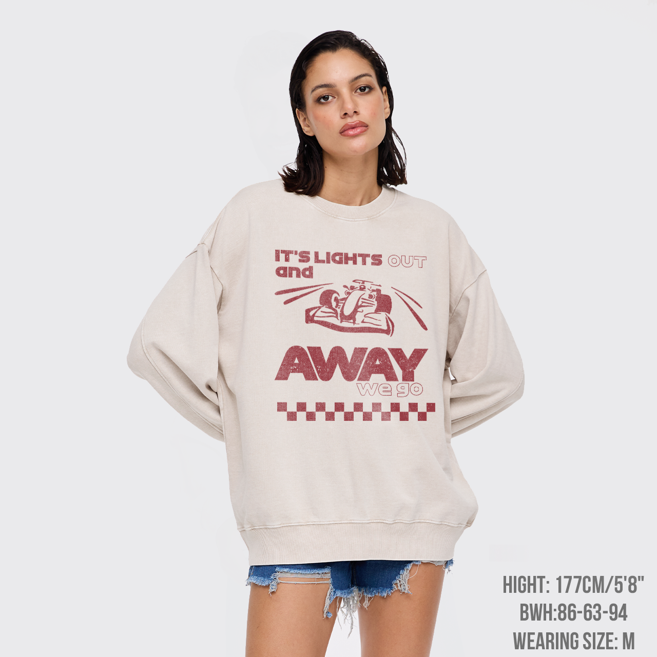 Its Lights Out And Away We Go Washed Sweatshirts