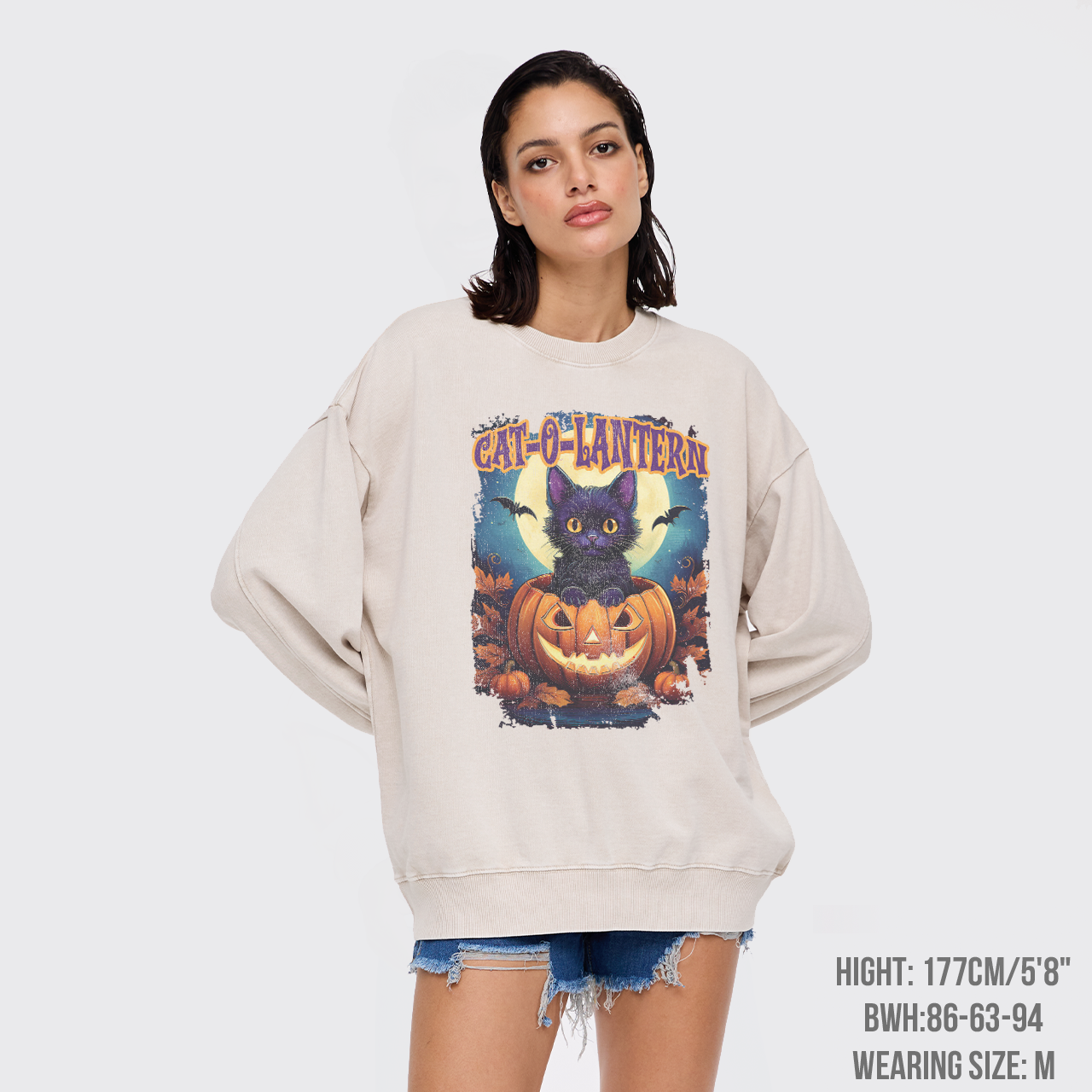 Cat-O-Lantern Washed Sweatshirts