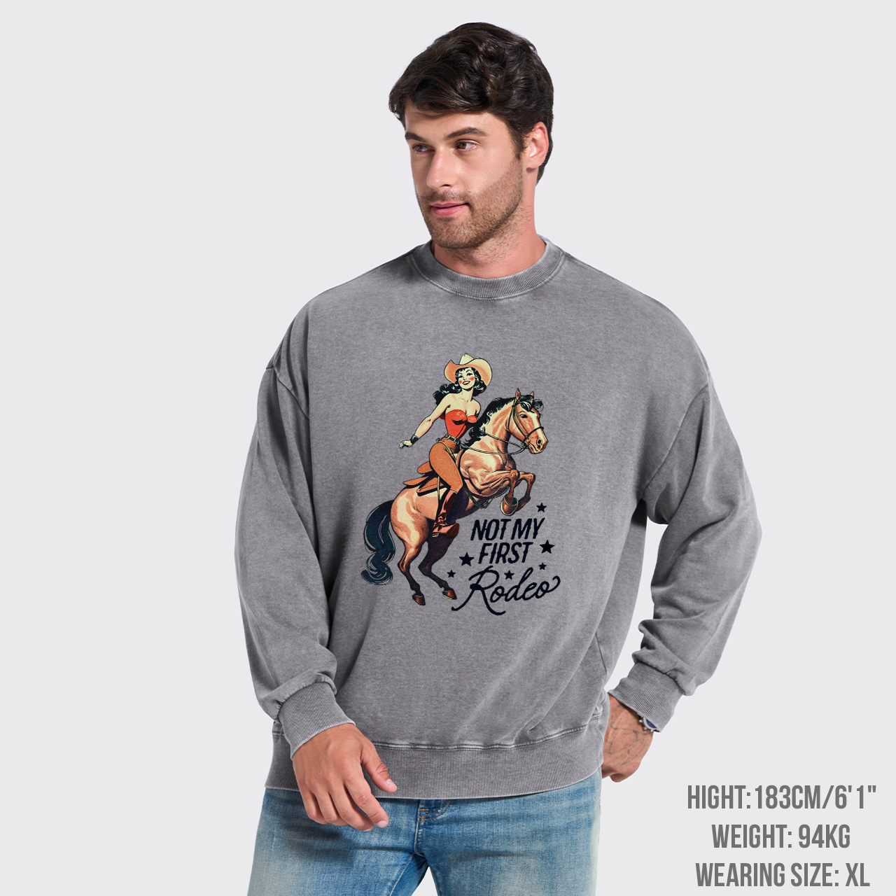 Retro Rodeo Cowgirl Washed Sweatshirts