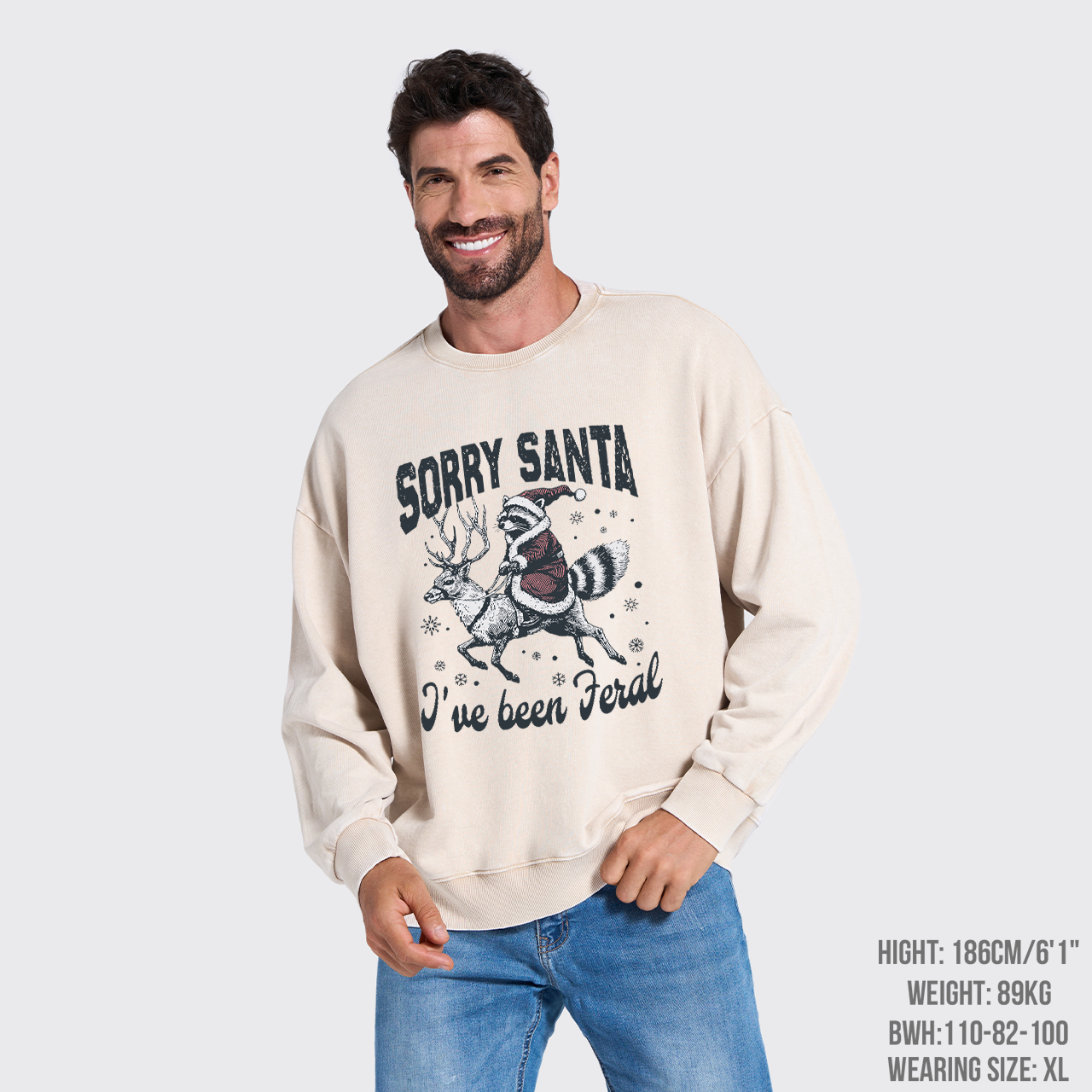 Sorry Santa I've Been Feral Washed Sweatshirts