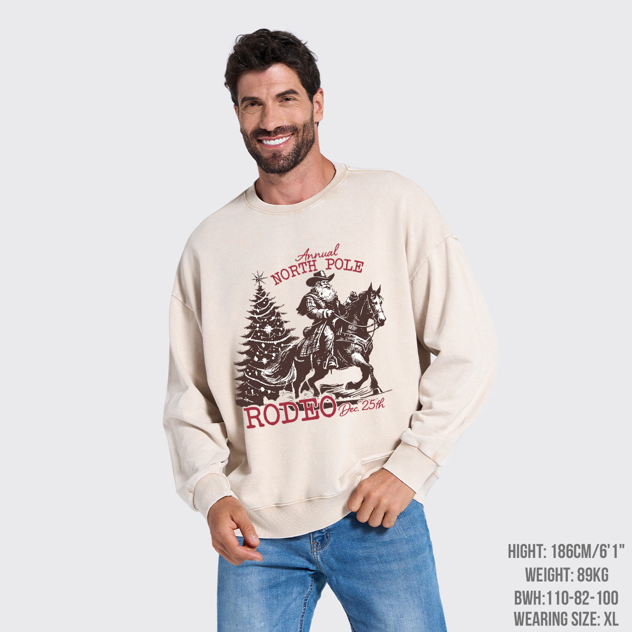 Cowboy Santa Western Christmas Washed Sweatshirts