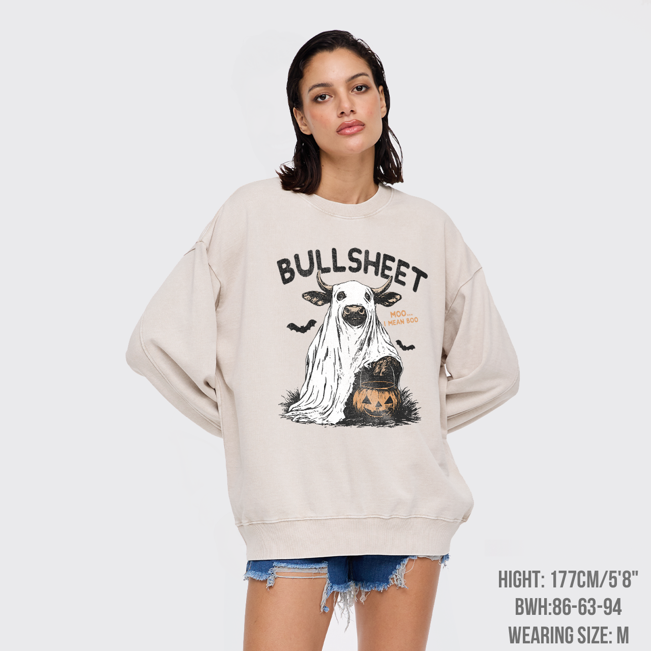 Funny Halloween Bullsheet Washed Sweatshirts