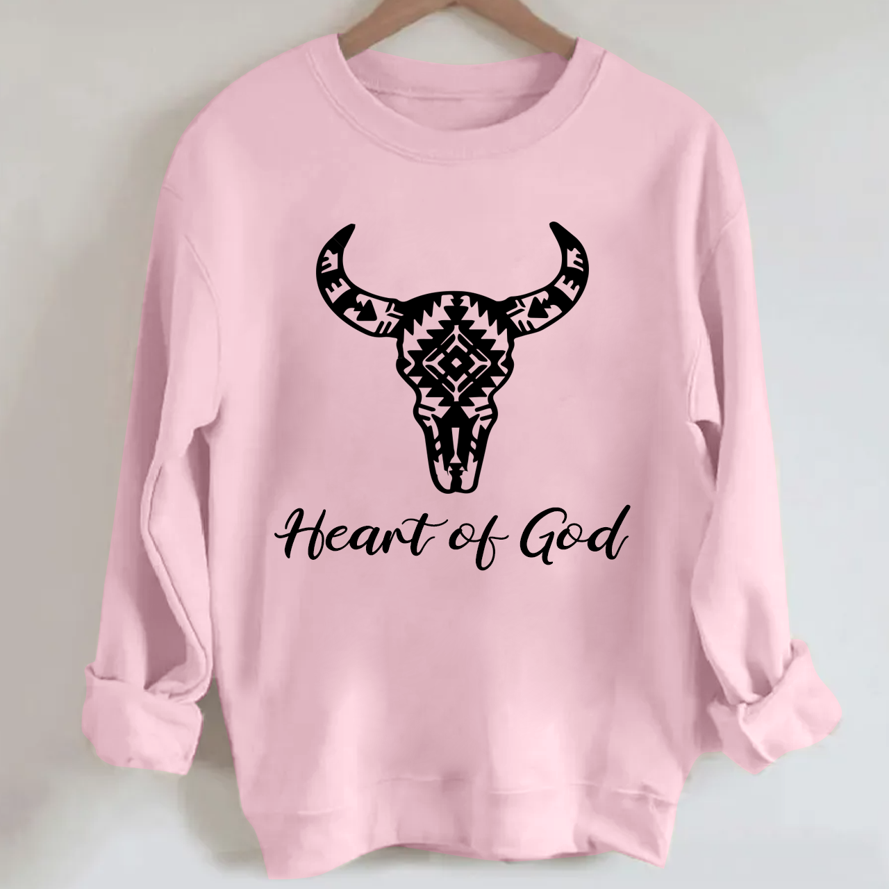 Aztec Cow Bull Skull Heart Of God Sweatshirt