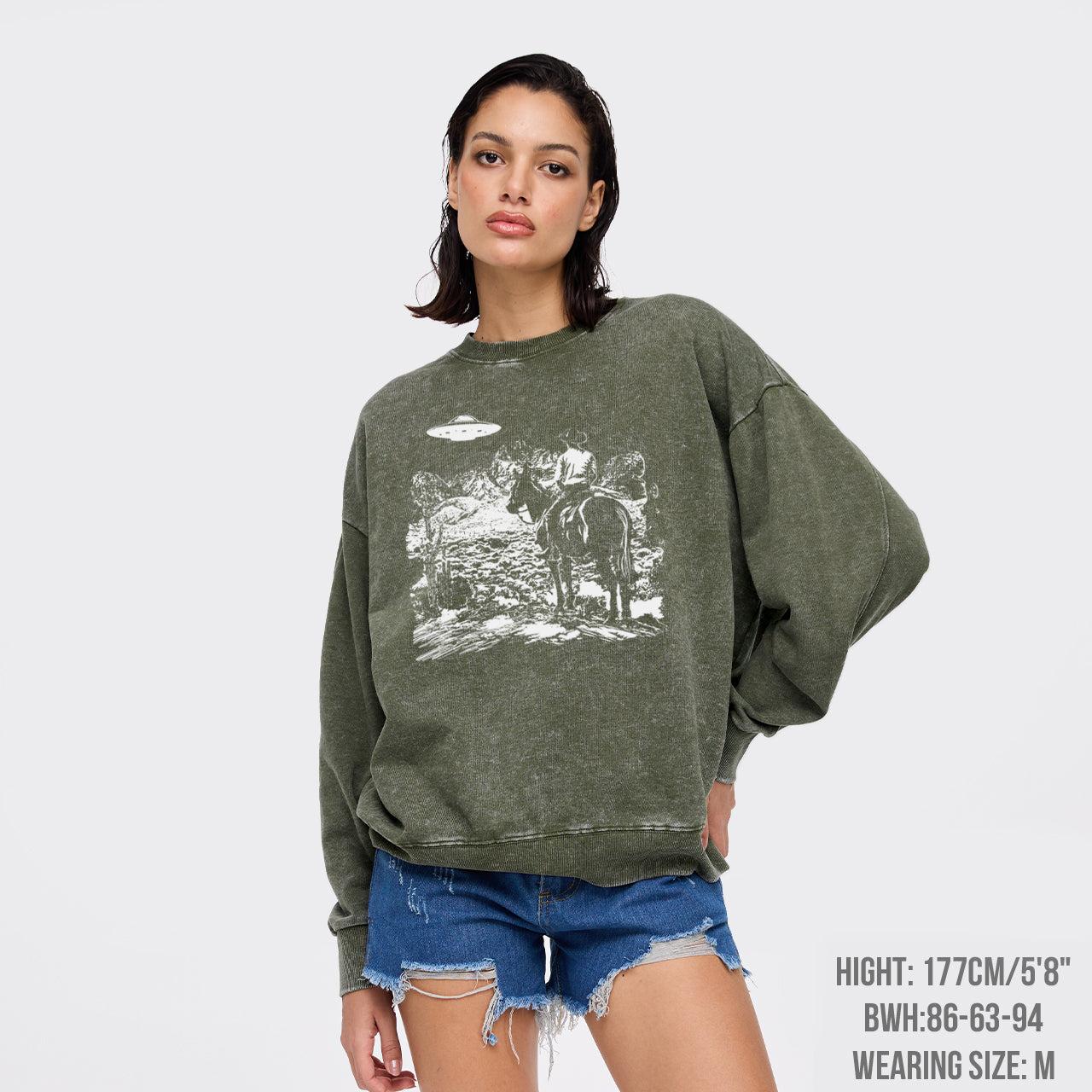 There's A UFO Washed Sweatshirts