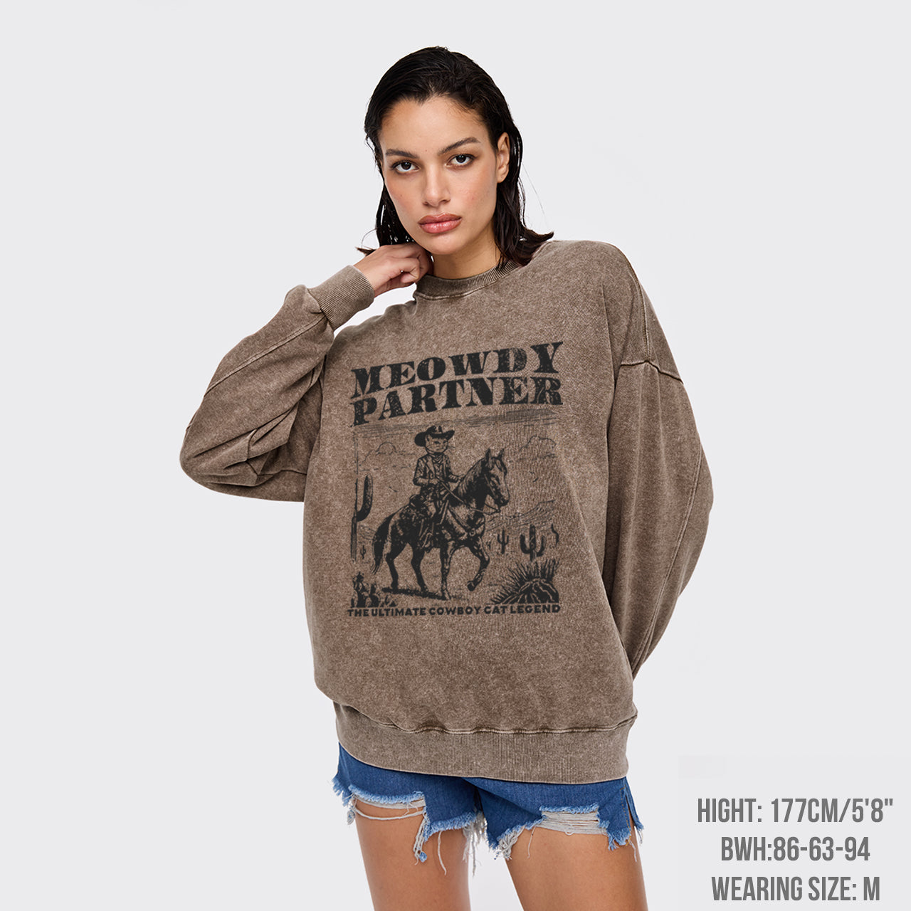 The Ultimate Cowboy Cat Legend Washed Sweatshirts