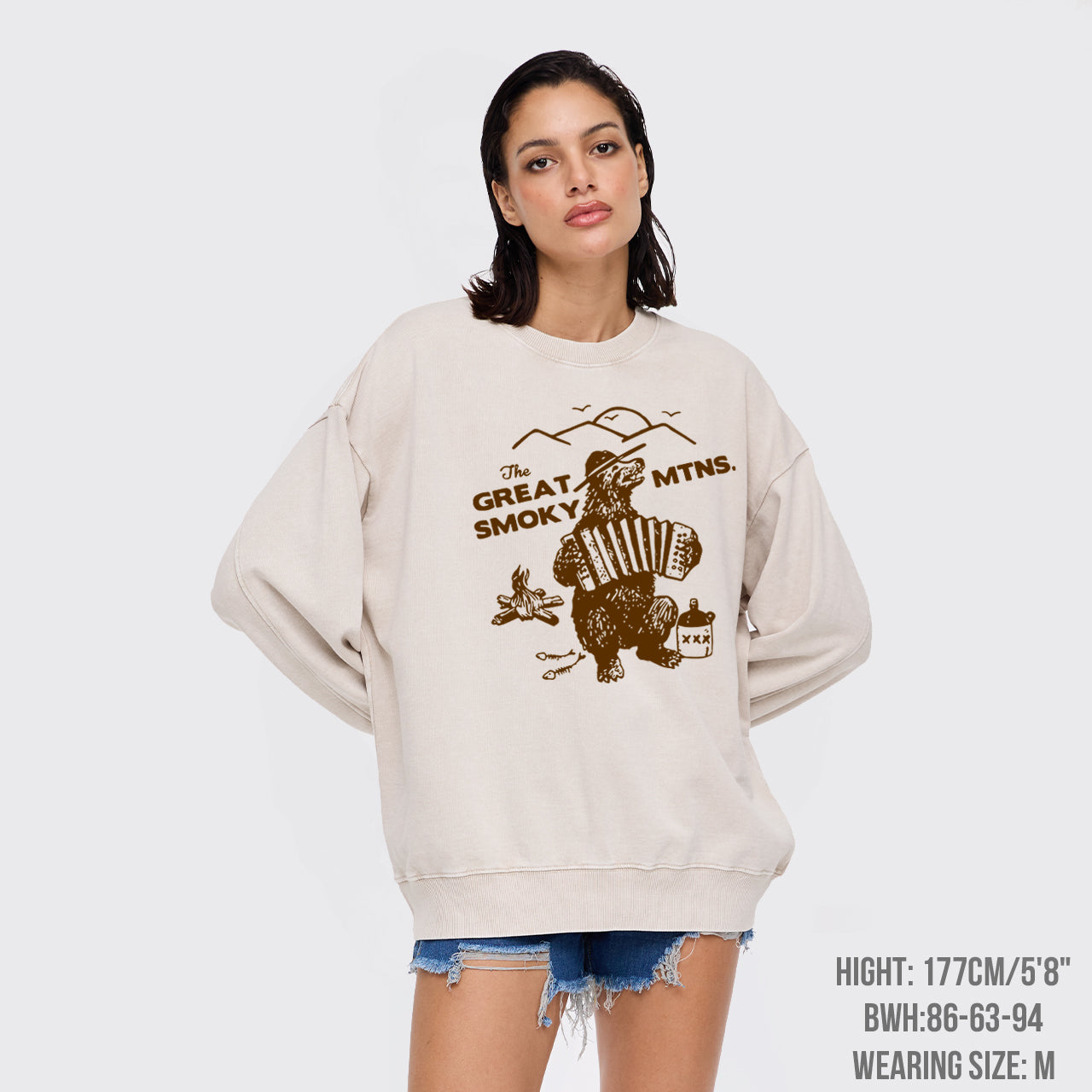 Smoky Bluegrass Grizzly Bear Washed Sweatshirts