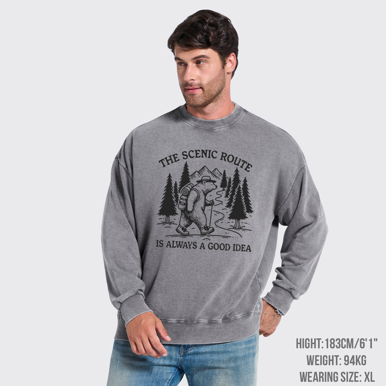 The Scenic Route Is Always A Good Idea Washed Sweatshirts