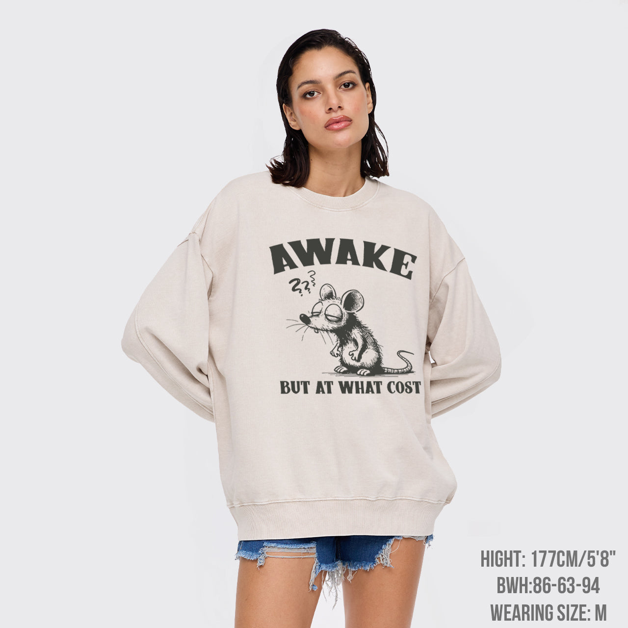 Awake But At What Cost Washed Sweatshirts