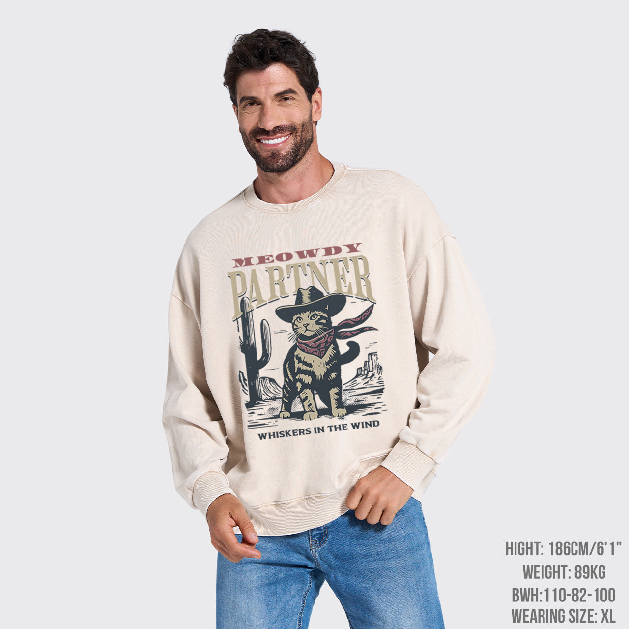 Meowdy Partner Cowboy Cat Washed Sweatshirts