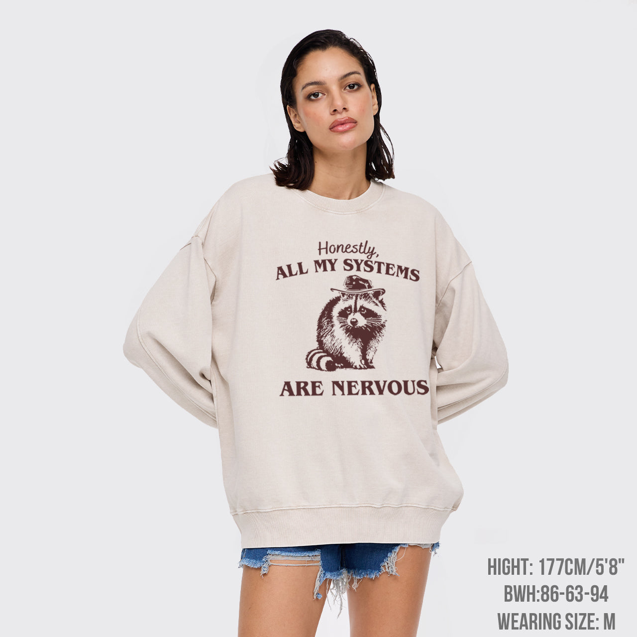 Actually All My Systems Are Nervous Washed Sweatshirts